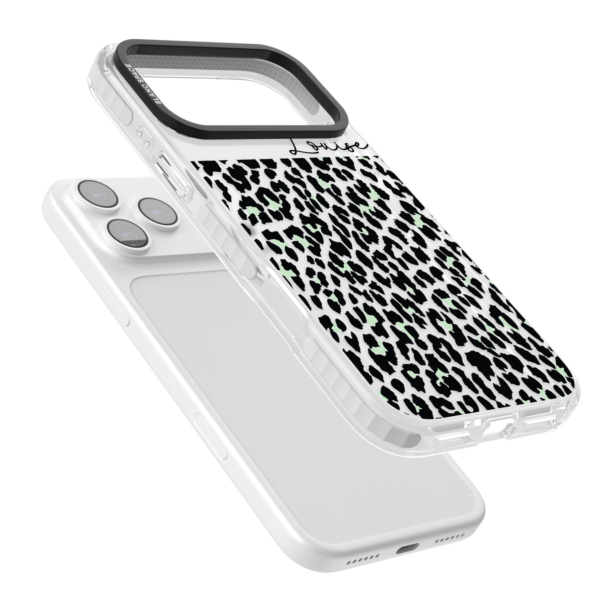 Personalised Seafoam Leopard iPhone 17 Pro Max Impact Clear Phone Case Colours