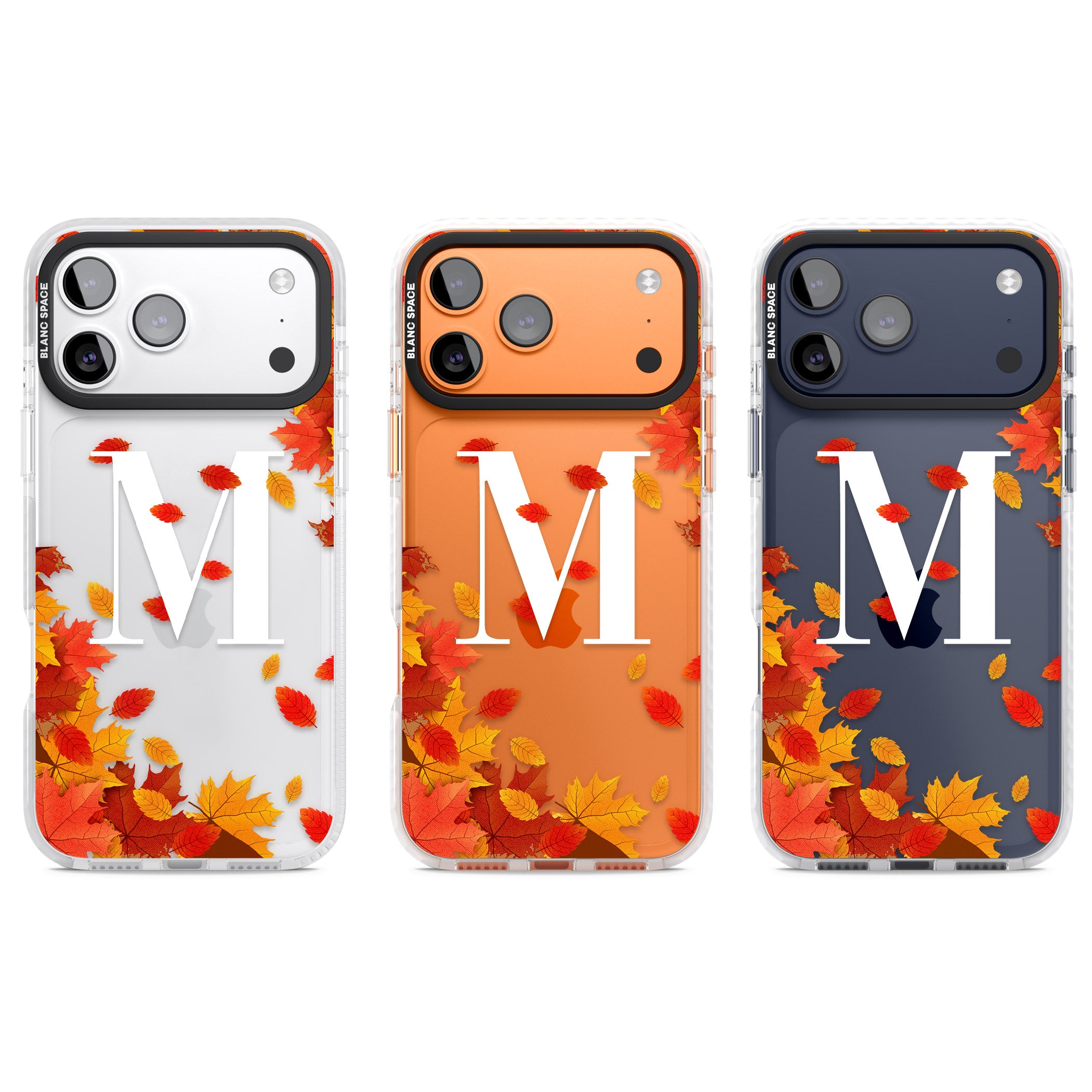 Personalised Autumn Leaves Monogram iPhone 17 Pro Impact Clear Phone Case APT Impact Protection