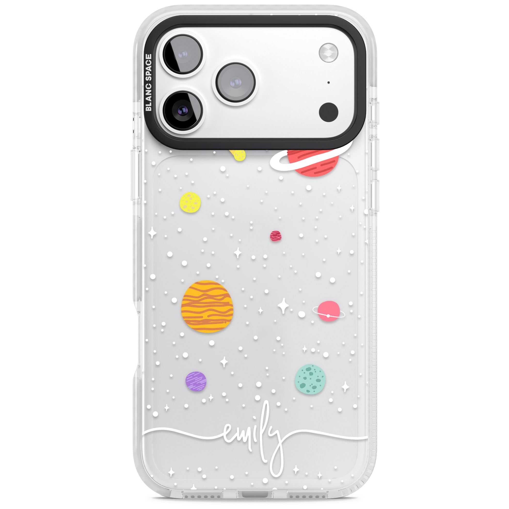 Personalised Cute Cartoon Planet (Clear) iPhone 17 Pro Max Impact Clear Phone Case