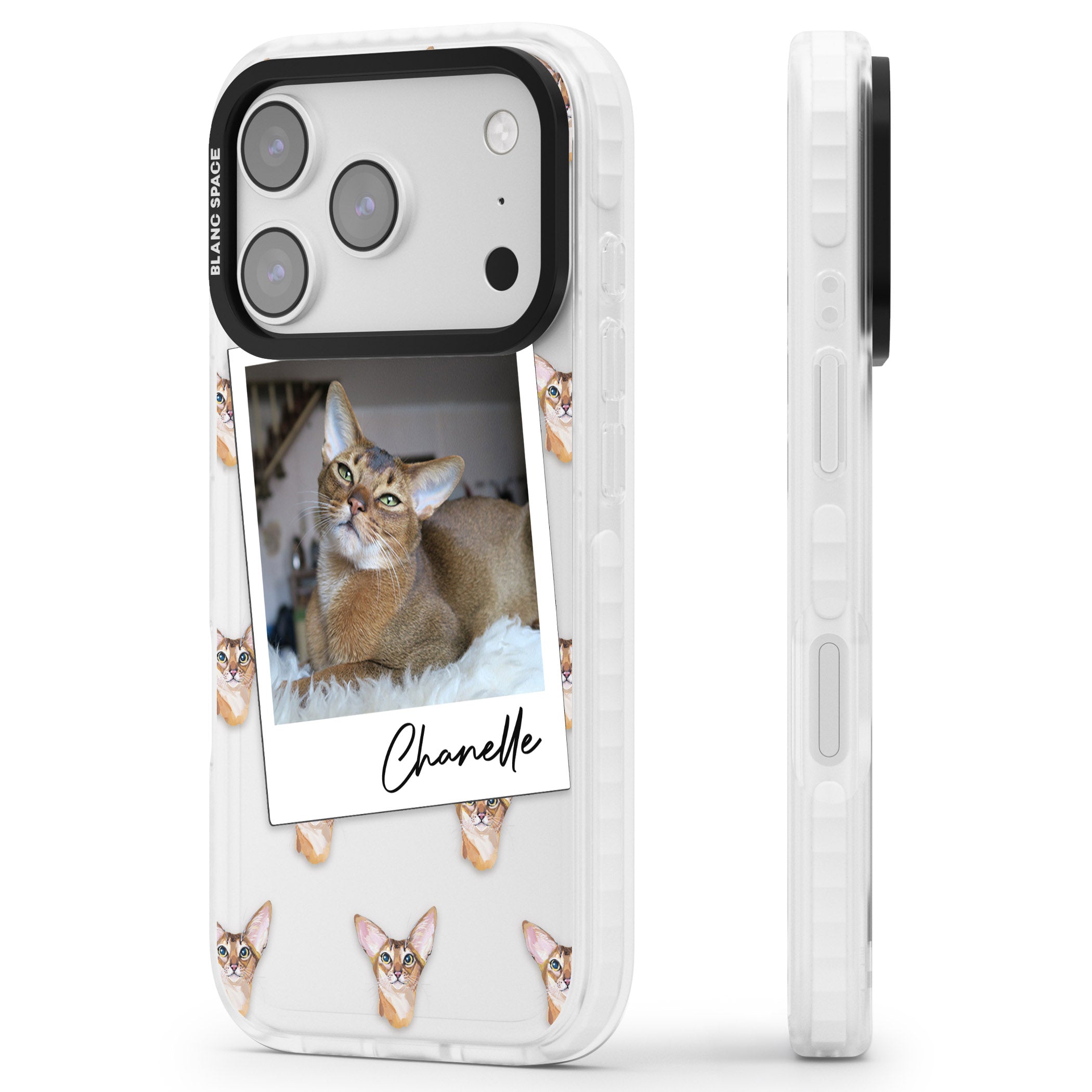 Personalised Abyssinian Cat Photo iPhone 17 Pro Max Impact Clear Phone Case Side Profile