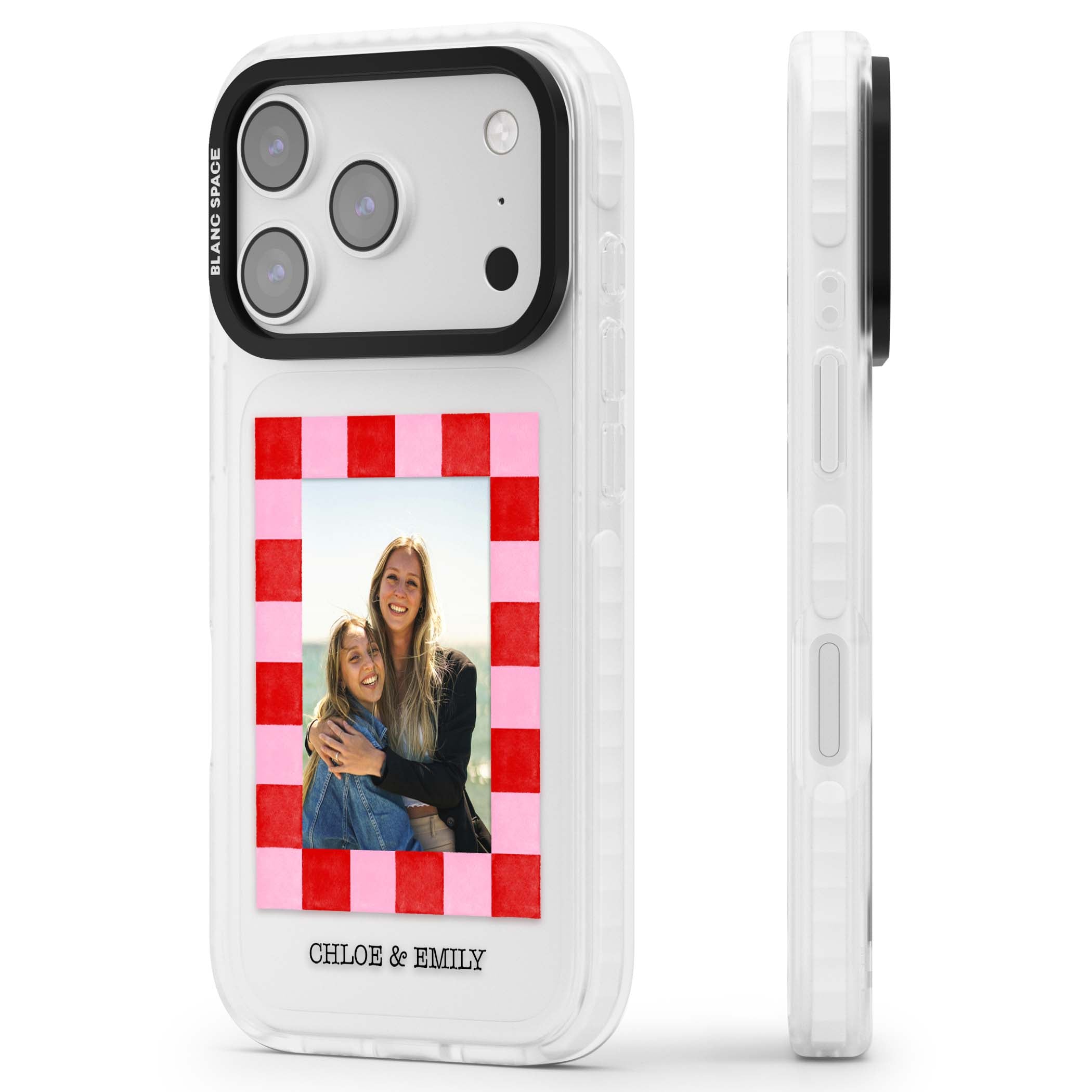 Bubblegum Check Photo for her iPhone case | Black Impact case for iPhone 17 Pro, iPhone 17 Pro Max