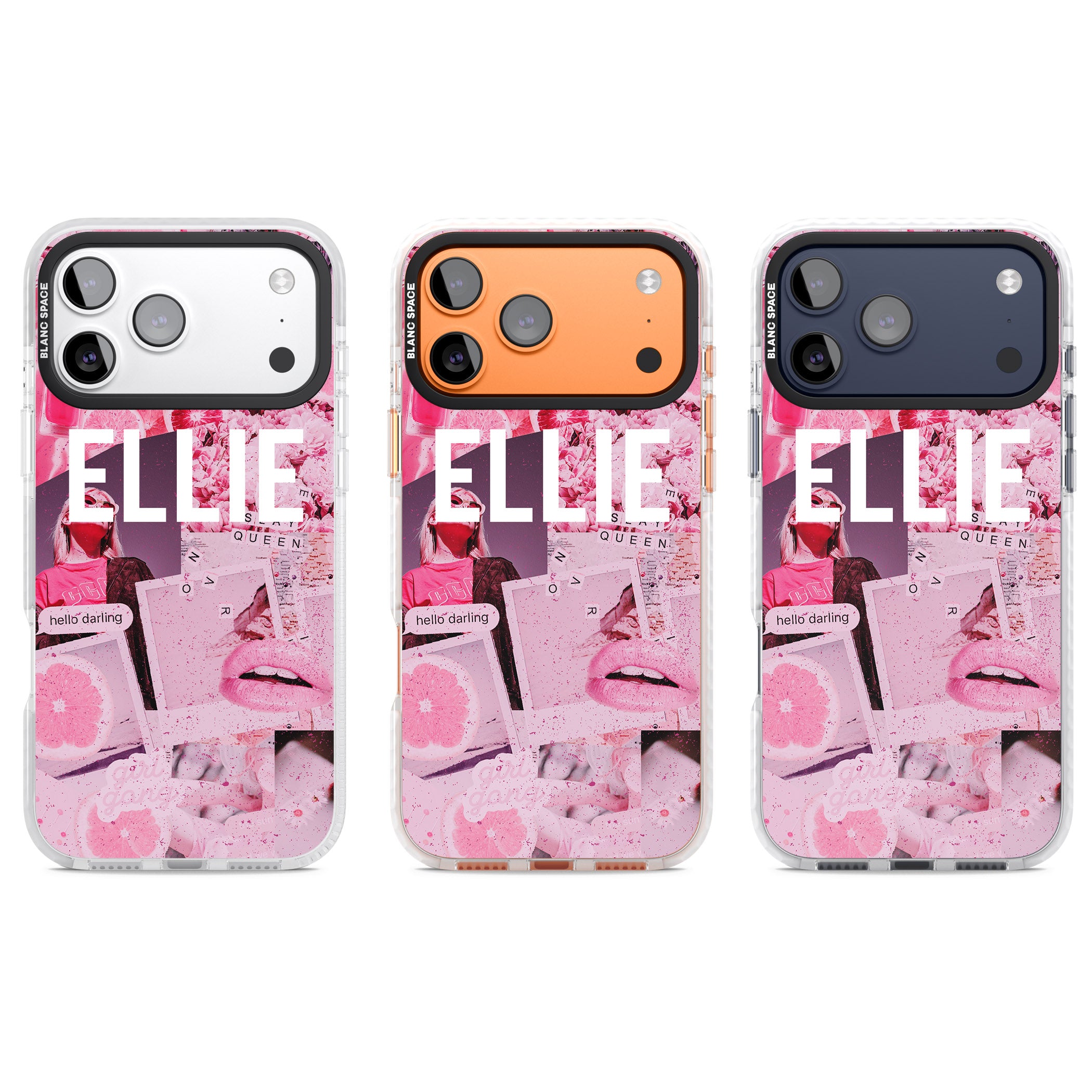 Personalised Sweet Pink Collage iPhone 17 Pro Impact Clear Phone Case APT Impact Protection