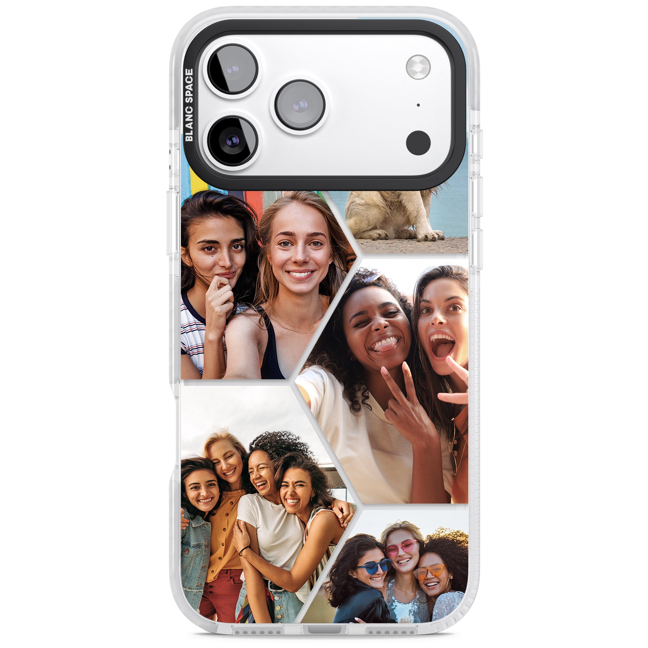 Personalised Beehive Photo Grid iPhone 17 Pro Max Impact Clear Phone Case