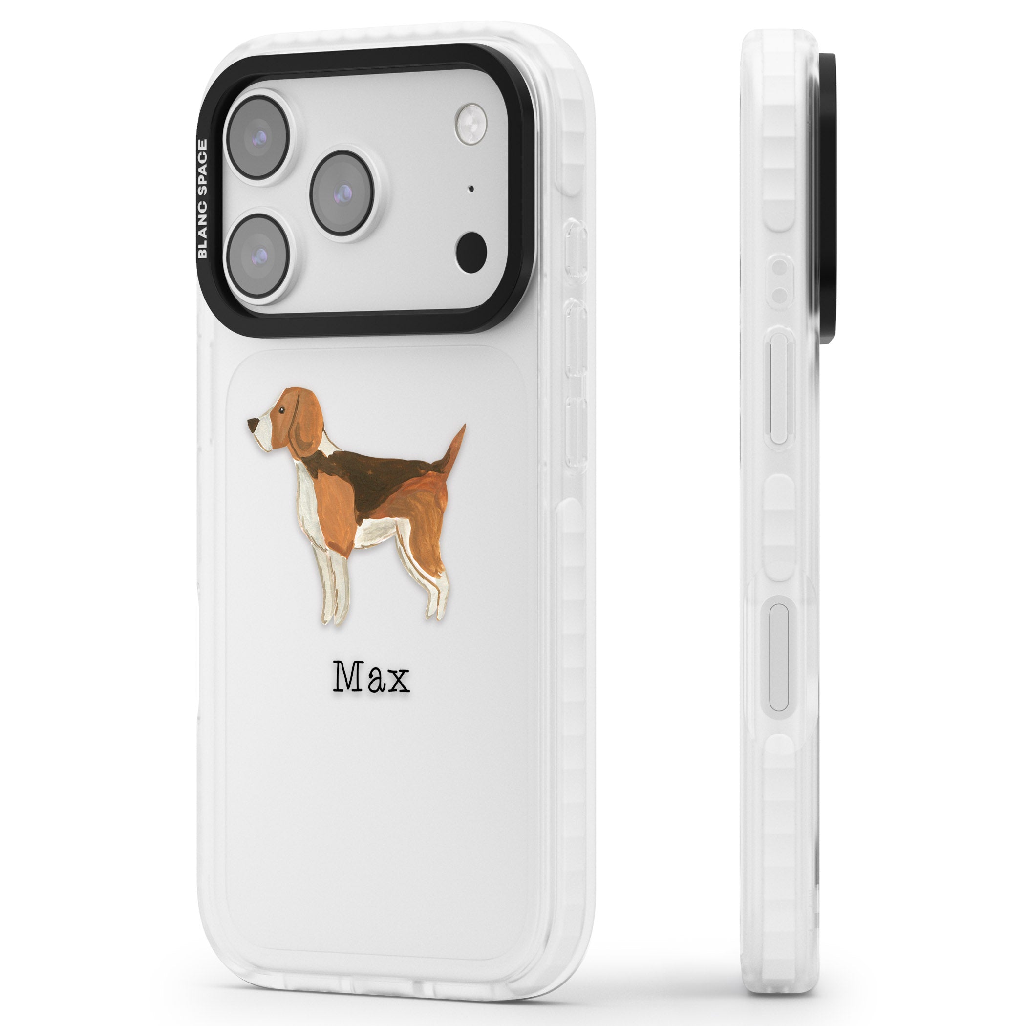 Personalised Beagle iPhone 17 Pro Max Impact Clear Phone Case Side Profile