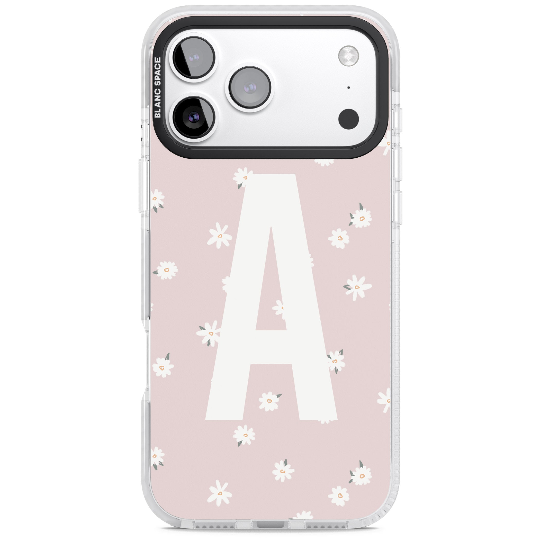 Personalised Pink Daisy Initial iPhone 17 Pro Max Impact Clear Phone Case