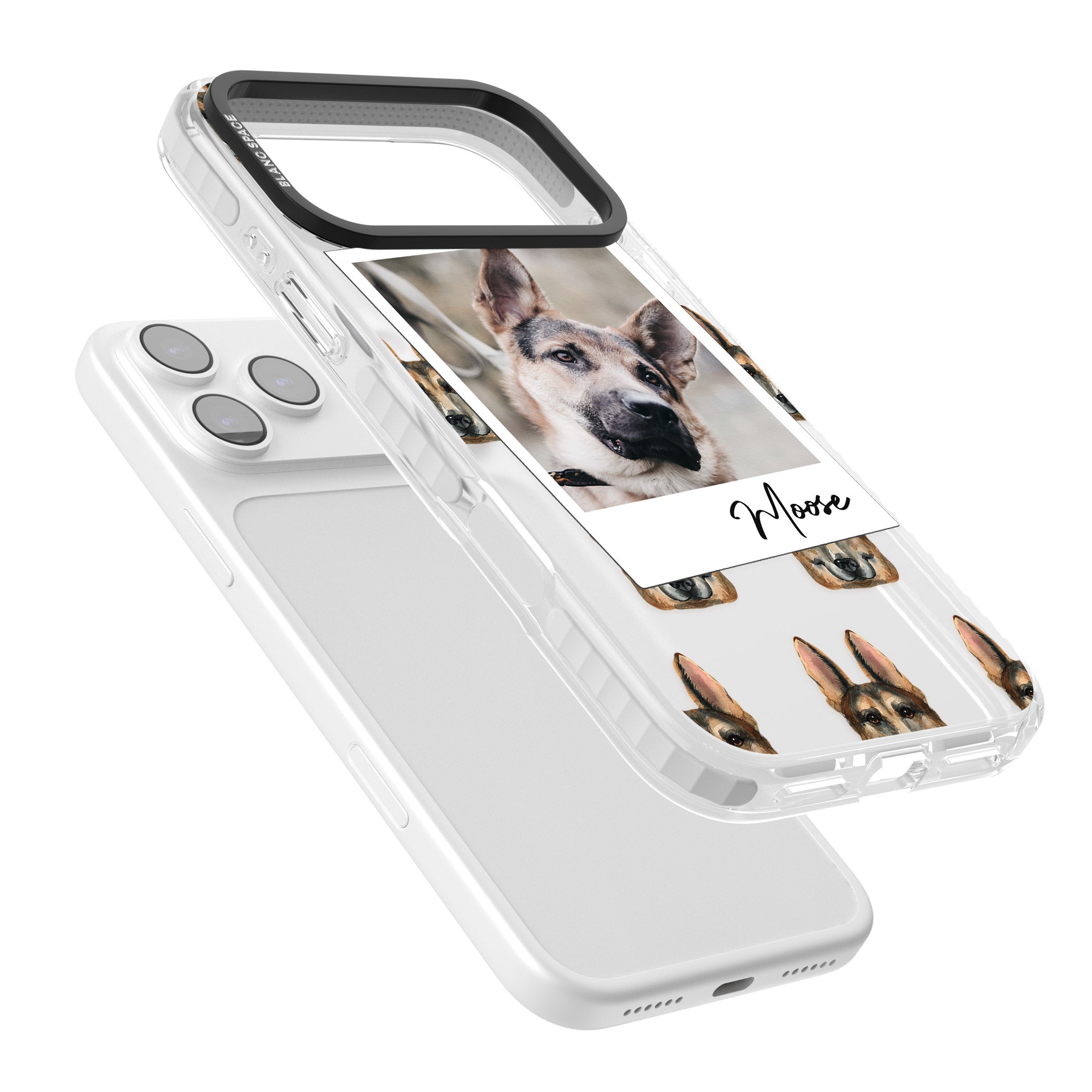 Personalised German Shepherd Instant Camera Photo iPhone 17 Pro Max Impact Clear Phone Case Colours