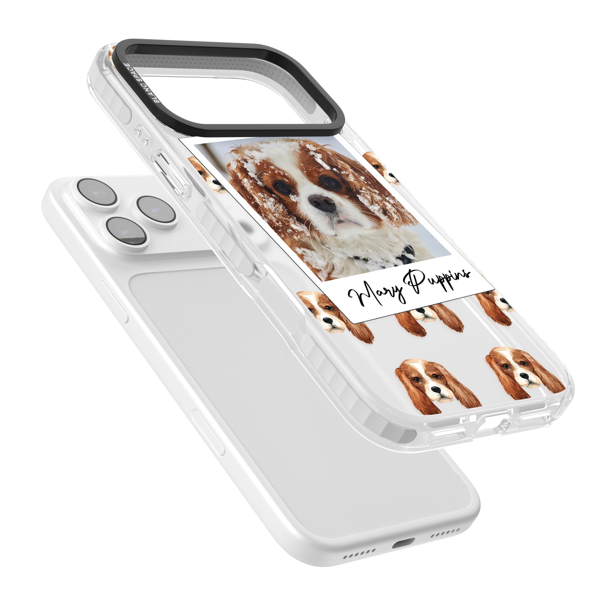 Personalised Cavalier King Charles Instant Camera Photo iPhone 17 Pro Max Impact Clear Phone Case Colours