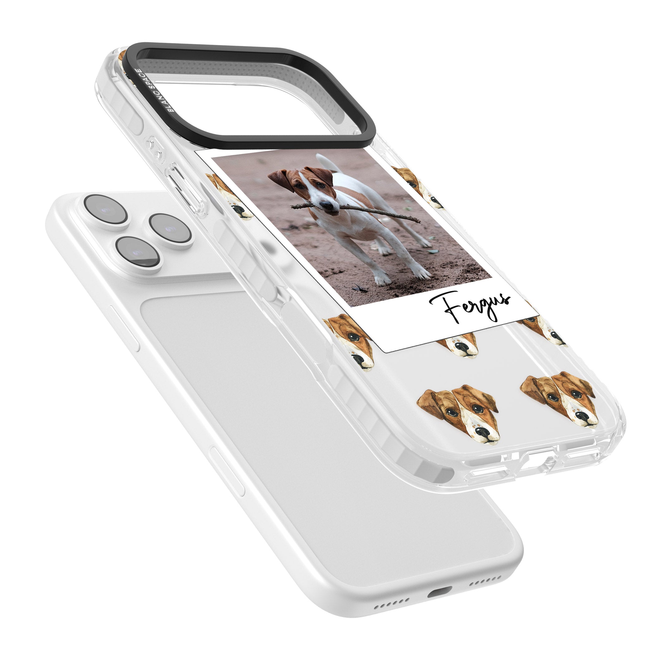 Personalised Jack Russell Instant Camera Photo iPhone 17 Pro Max Impact Clear Phone Case Colours