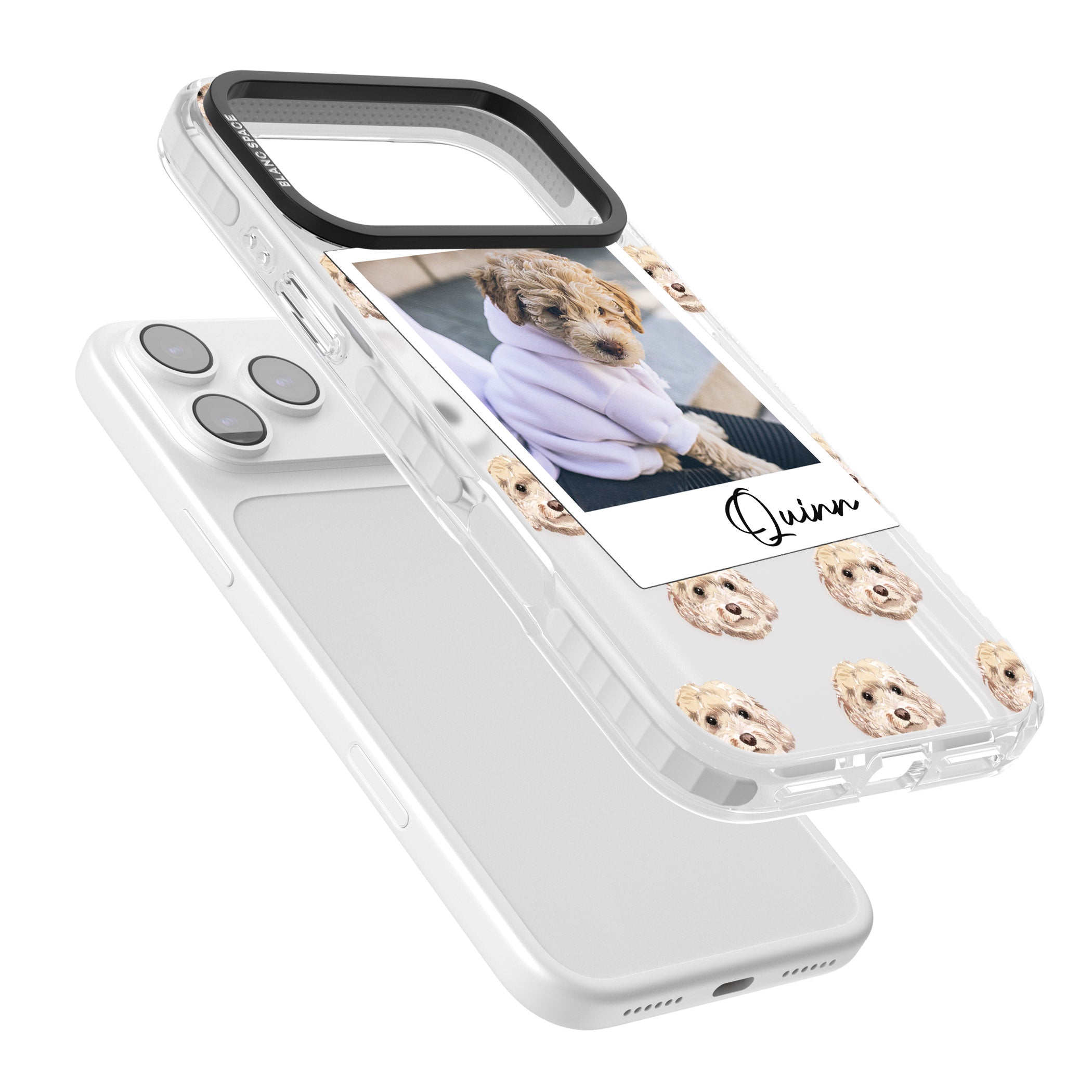 Personalised Cream Cockapoo Instant Camera Photo iPhone 17 Pro Max Impact Clear Phone Case Colours