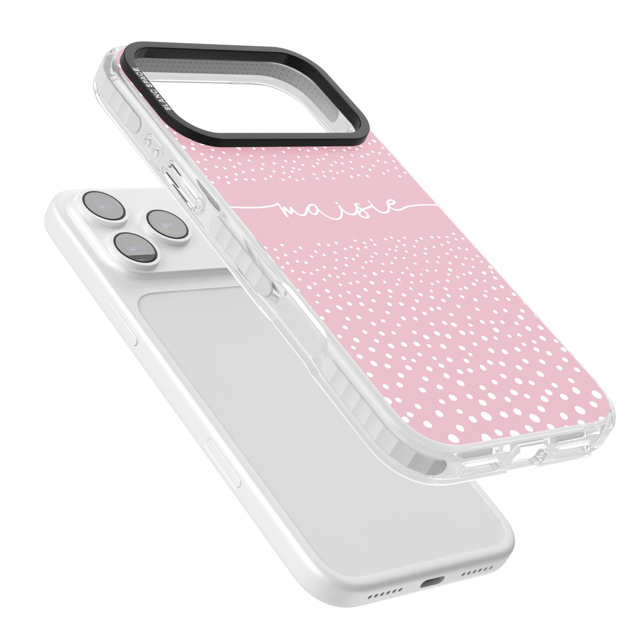 Personalised Pink Dots iPhone 17 Pro Max Impact Clear Phone Case Colours