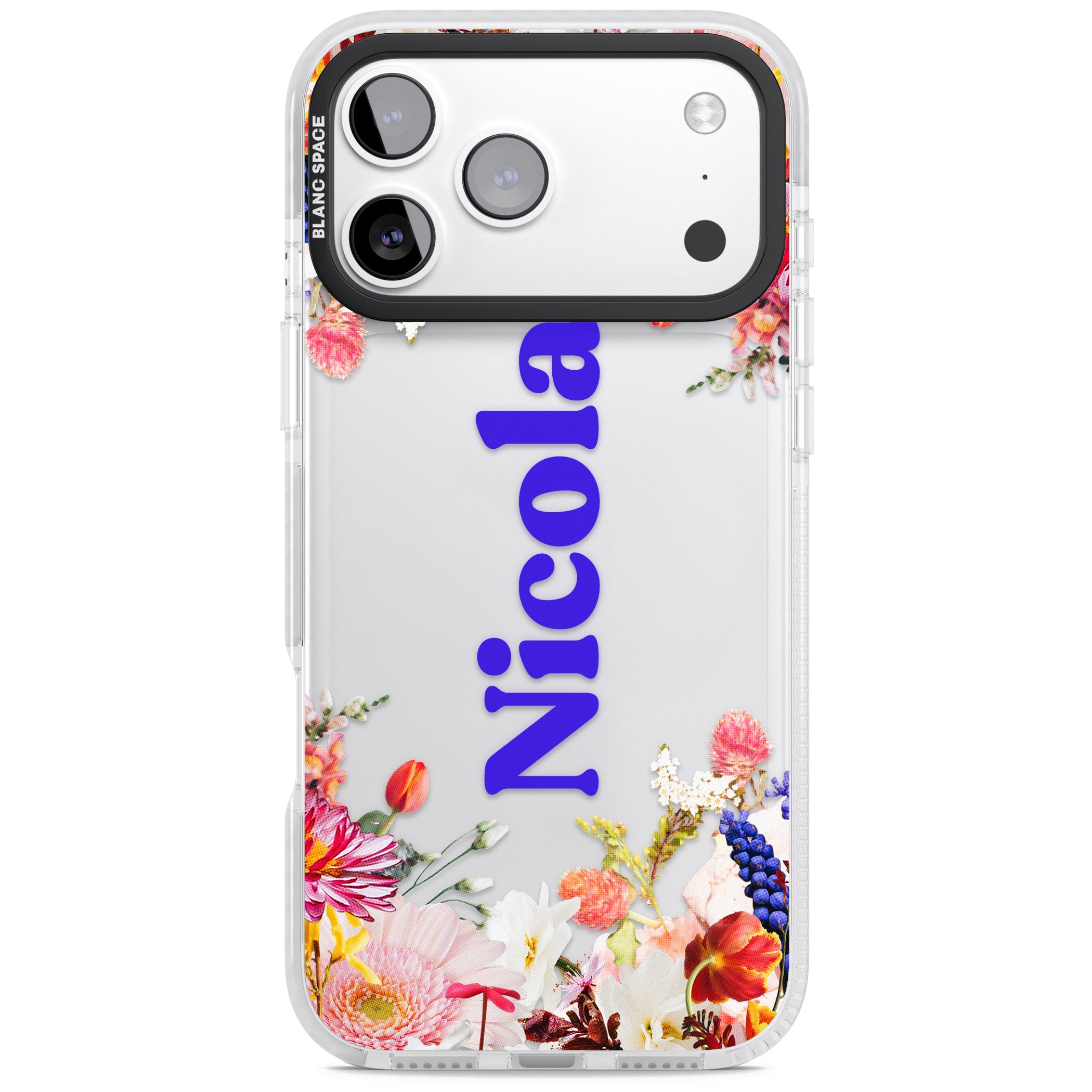 Personalised Floral Name iPhone 17 Pro Max Impact Clear Phone Case