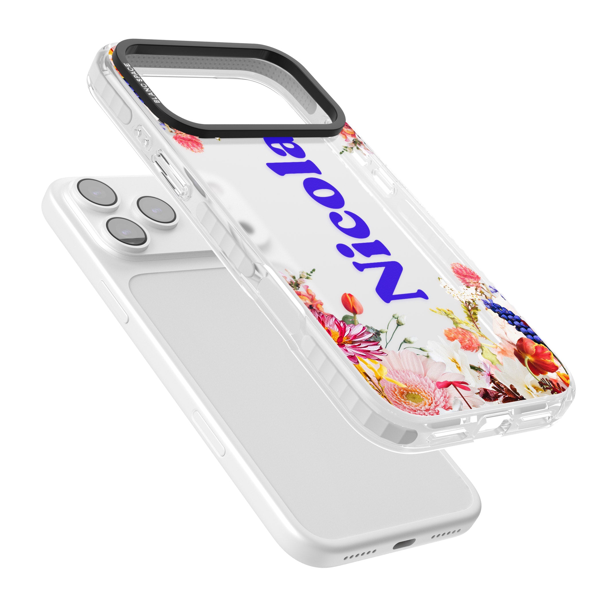 Personalised Floral Name iPhone 17 Pro Max Impact Clear Phone Case Colours