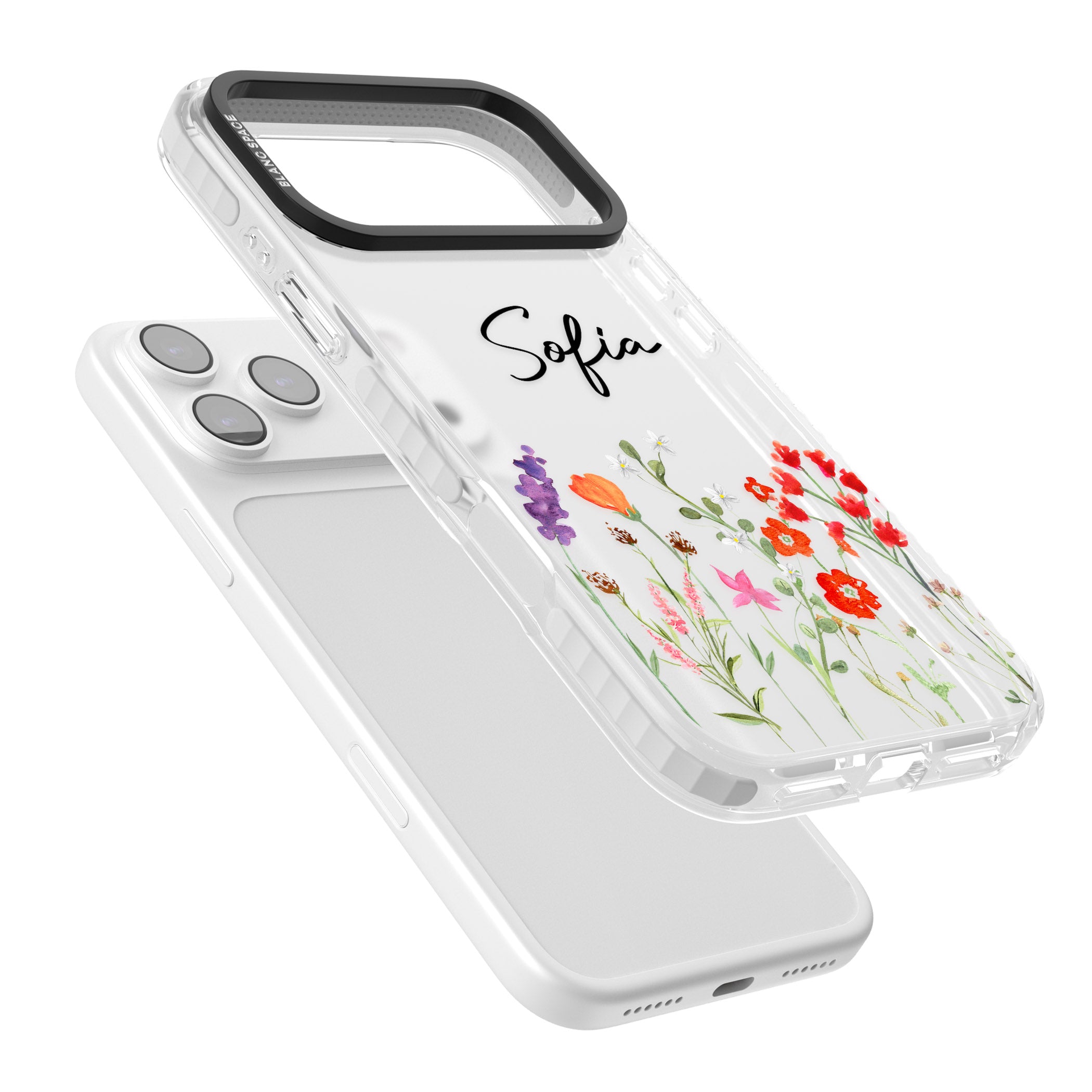 Personalised Spring Wildflowers iPhone 17 Pro Max Impact Clear Phone Case Colours