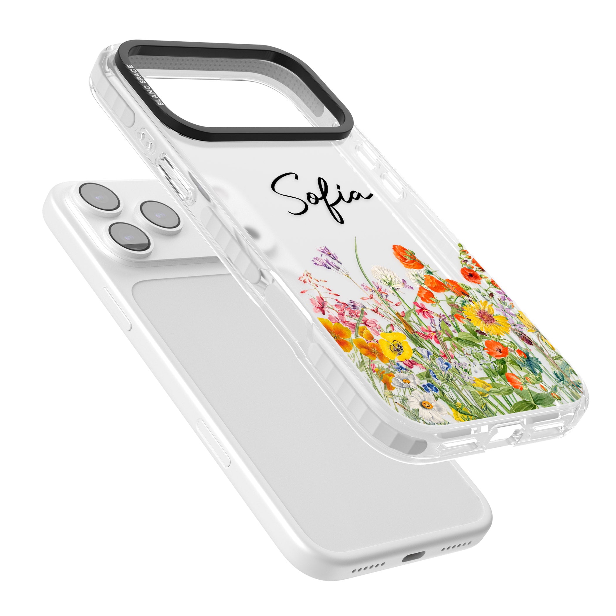 Personalised Summer Wildflowers iPhone 17 Pro Max Impact Clear Phone Case Colours