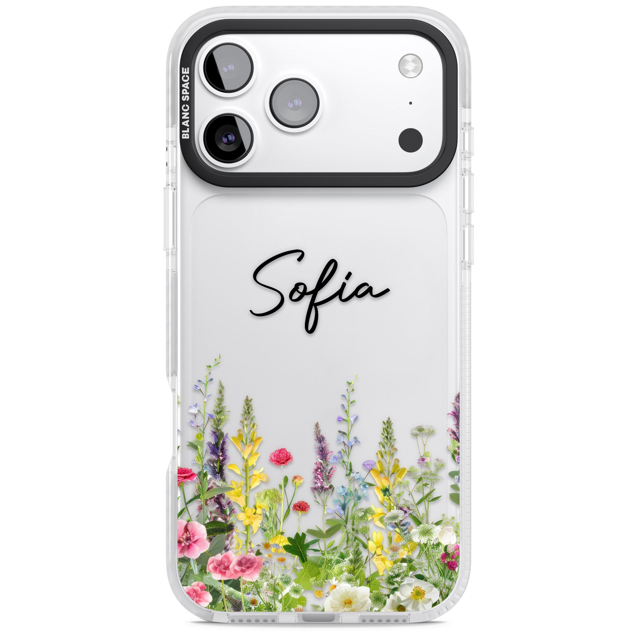 Personalised Garden Wildfowers iPhone 17 Pro Max Impact Clear Phone Case