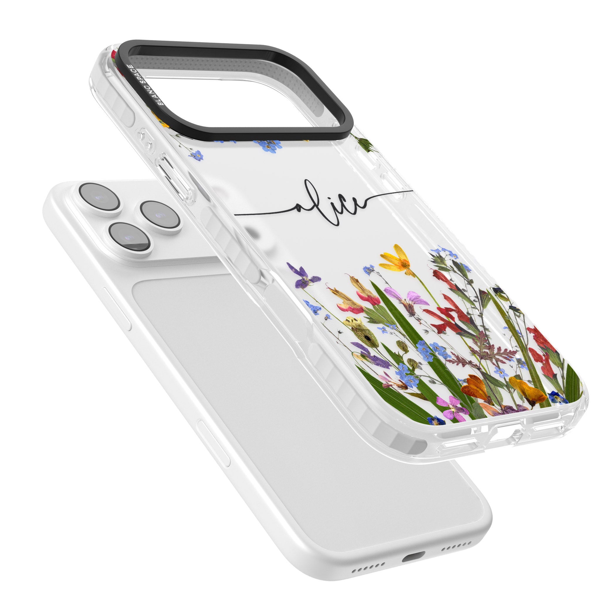 Personalised Wildflower Floral iPhone 17 Pro Max Impact Clear Phone Case Colours