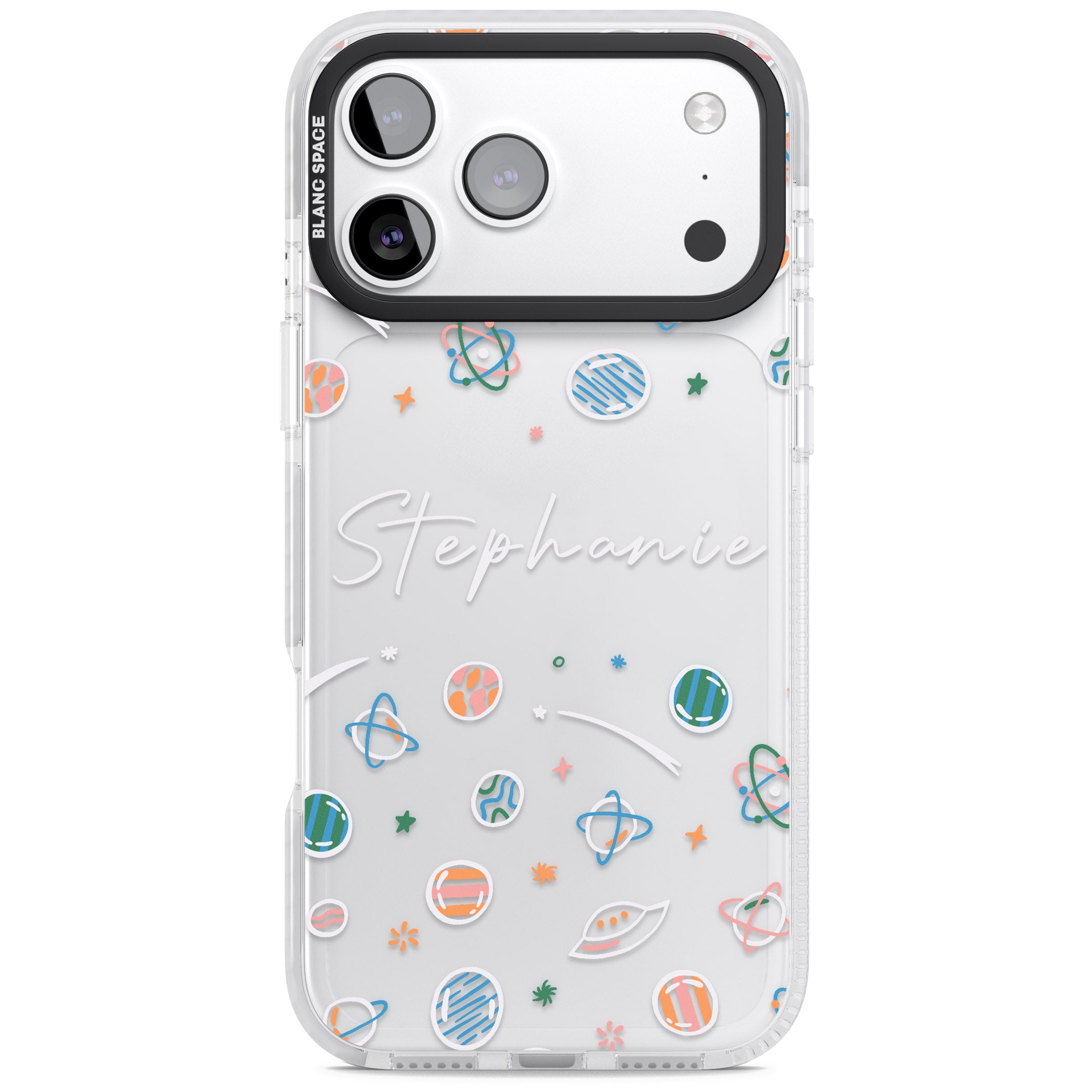 Personalised Space Pattern iPhone 17 Pro Max Impact Clear Phone Case
