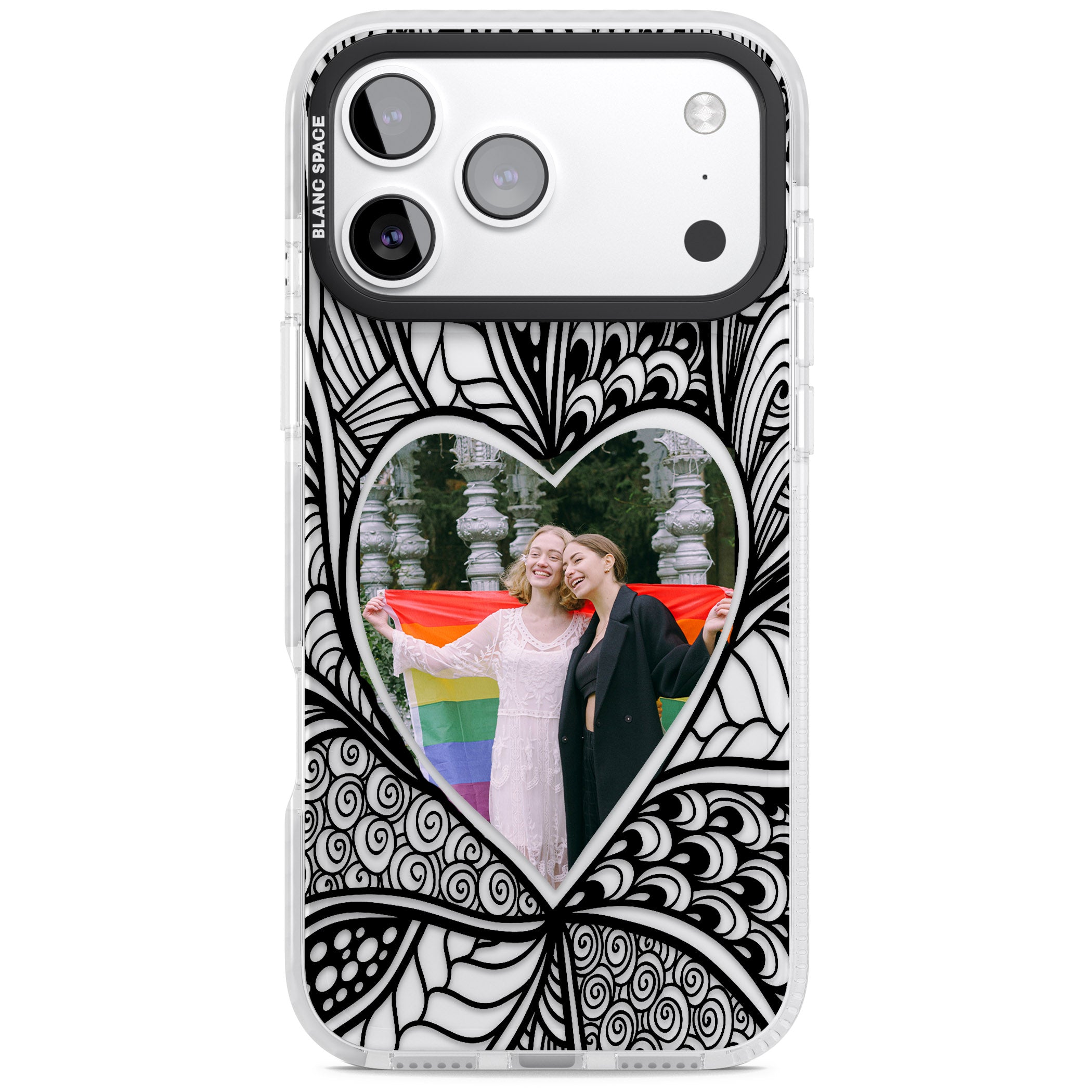 Personalised Henna Heart Photo Case iPhone 17 Pro Max Impact Clear Phone Case