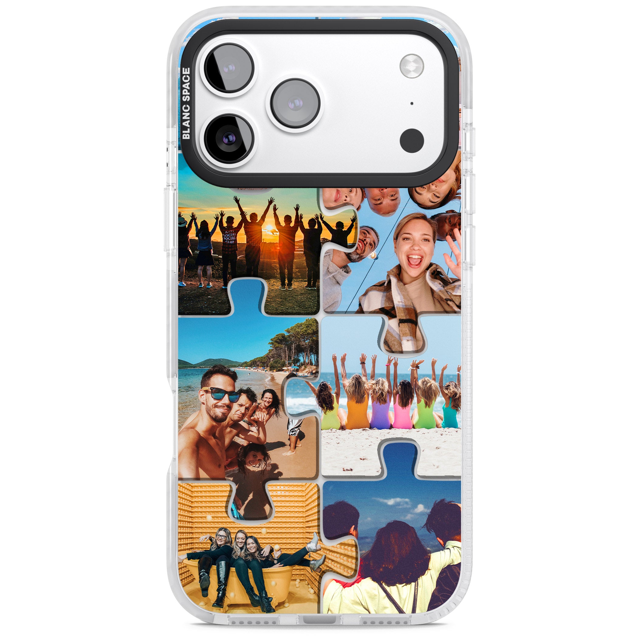 Personalised Jigsaw Photo Grid iPhone 17 Pro Max Impact Clear Phone Case
