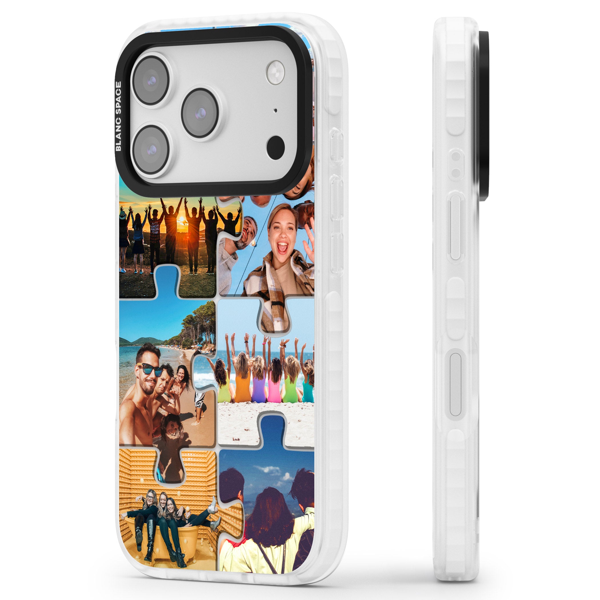Personalised Jigsaw Photo Grid iPhone 17 Pro Max Impact Clear Phone Case Side Profile
