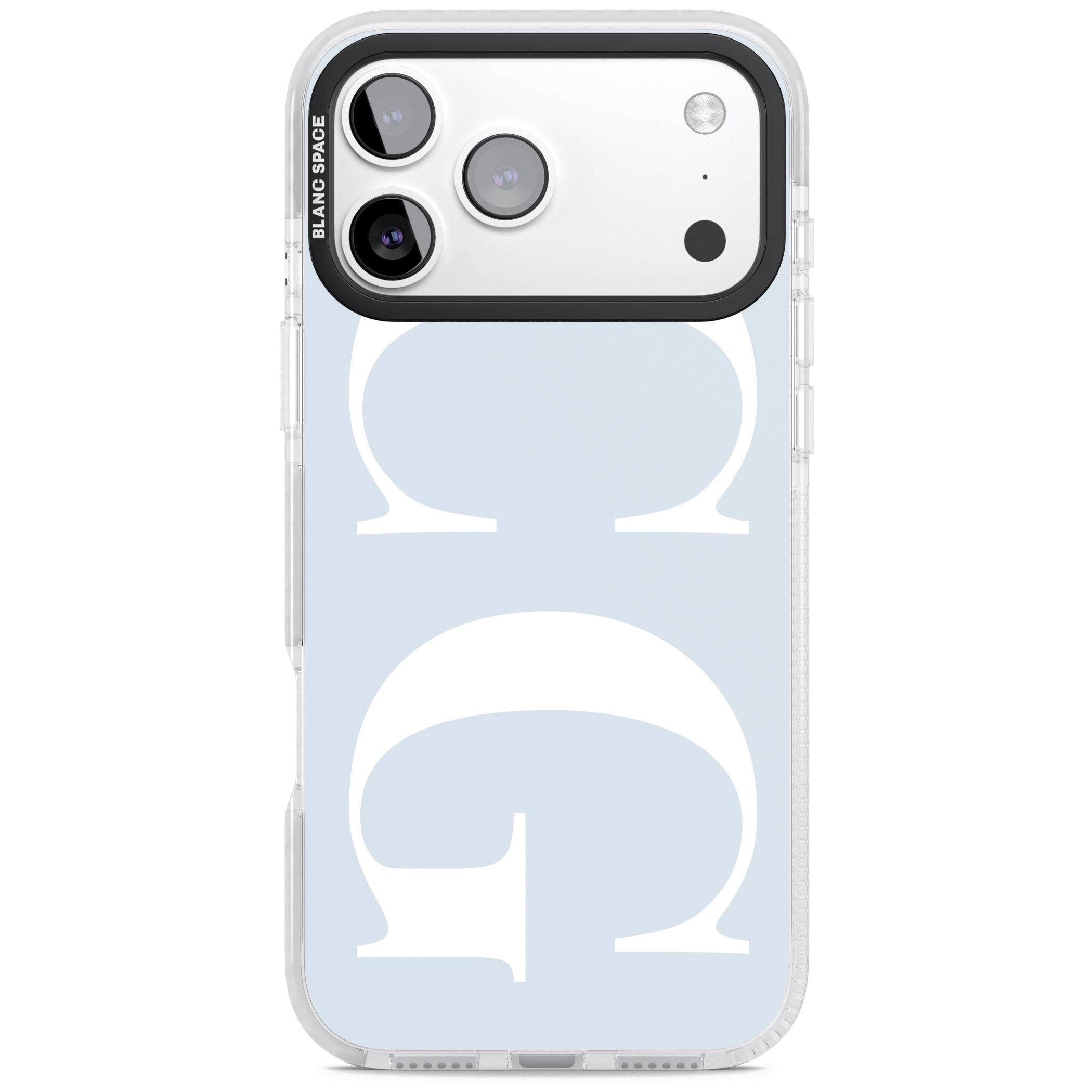 Personalised White & Blue Green Letters iPhone 17 Pro Max Impact Clear Phone Case