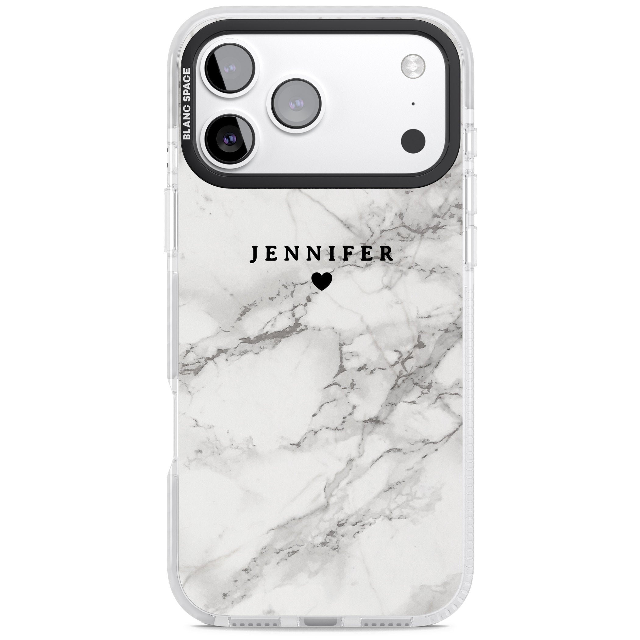 Personalised Classic Grey Marble iPhone 17 Pro Max Impact Clear Phone Case
