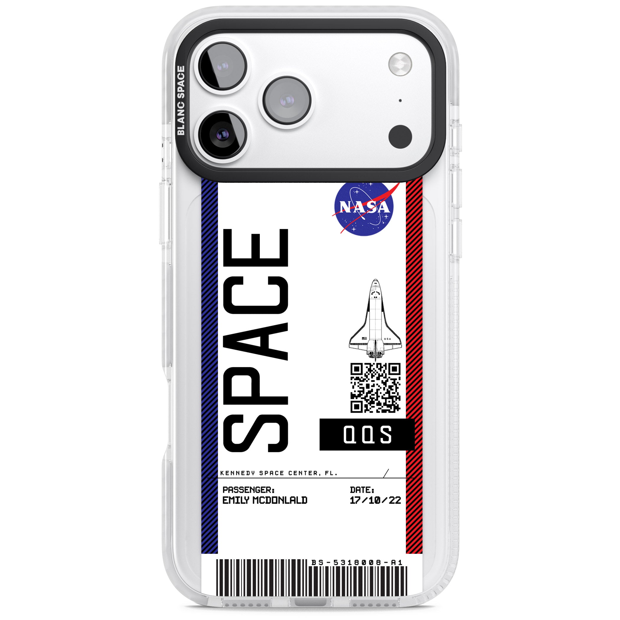 Personalised Nasa Boarding Pass (Light) iPhone 17 Pro Max Impact Clear Phone Case