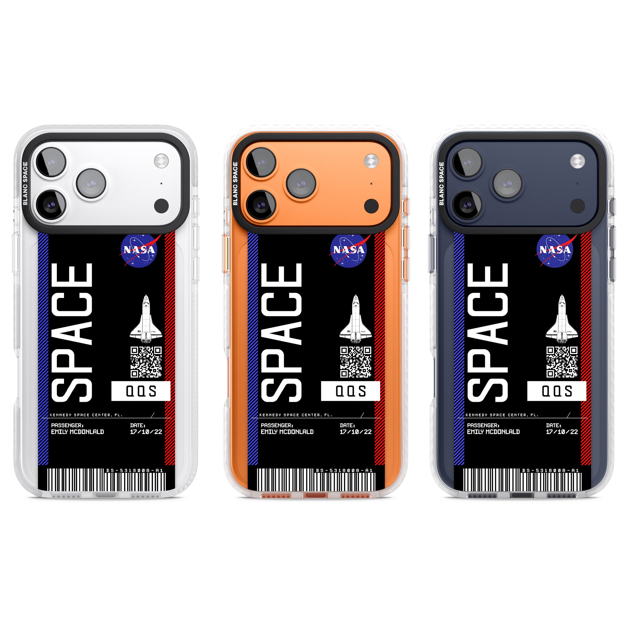 Personalised Nasa Boarding Pass (Dark) iPhone 17 Pro Impact Clear Phone Case APT Impact Protection