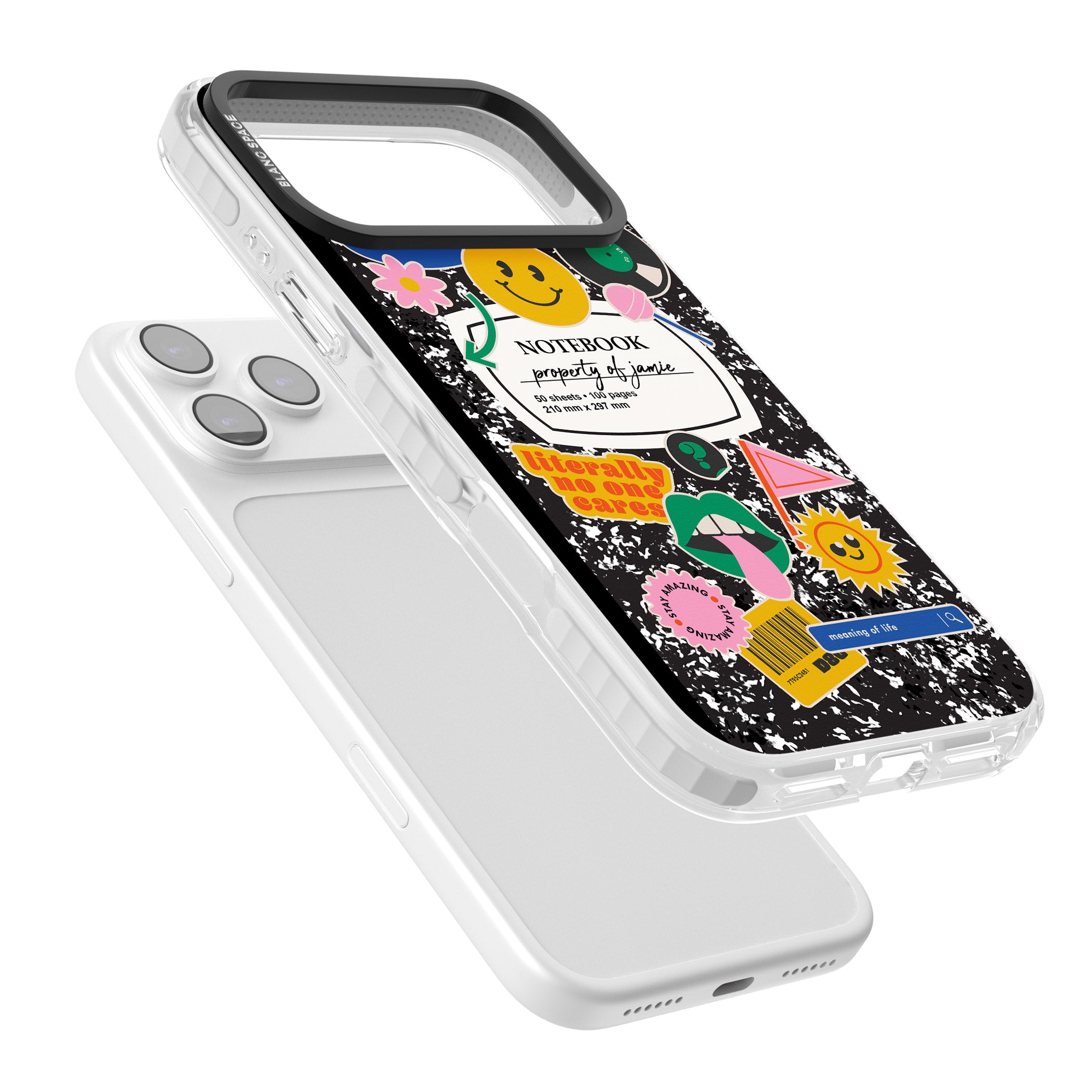 Personalised Quirky Notebook iPhone 17 Pro Max Impact Clear Phone Case Colours