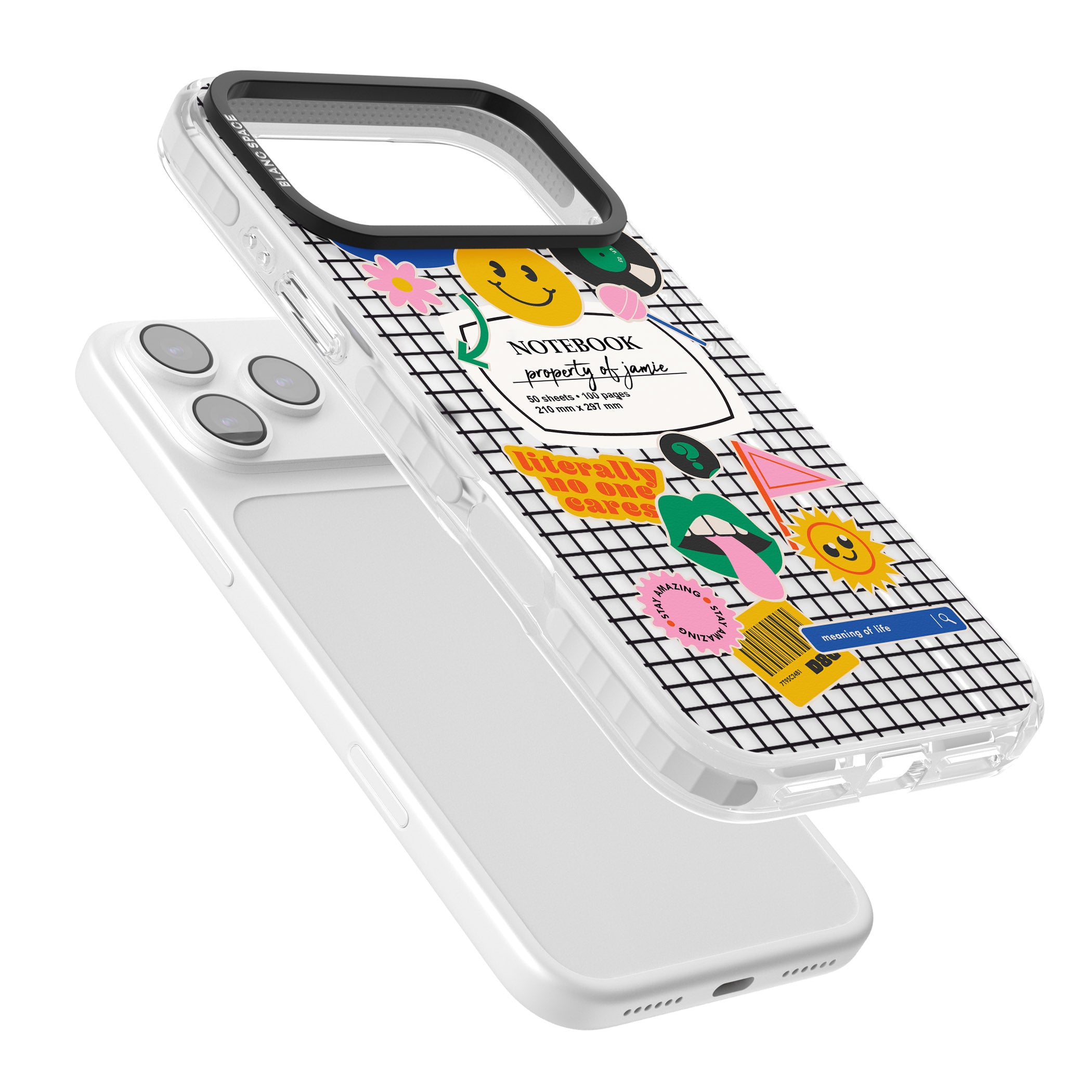 Personalised Sticker Mix Grid iPhone 17 Pro Max Impact Clear Phone Case Colours