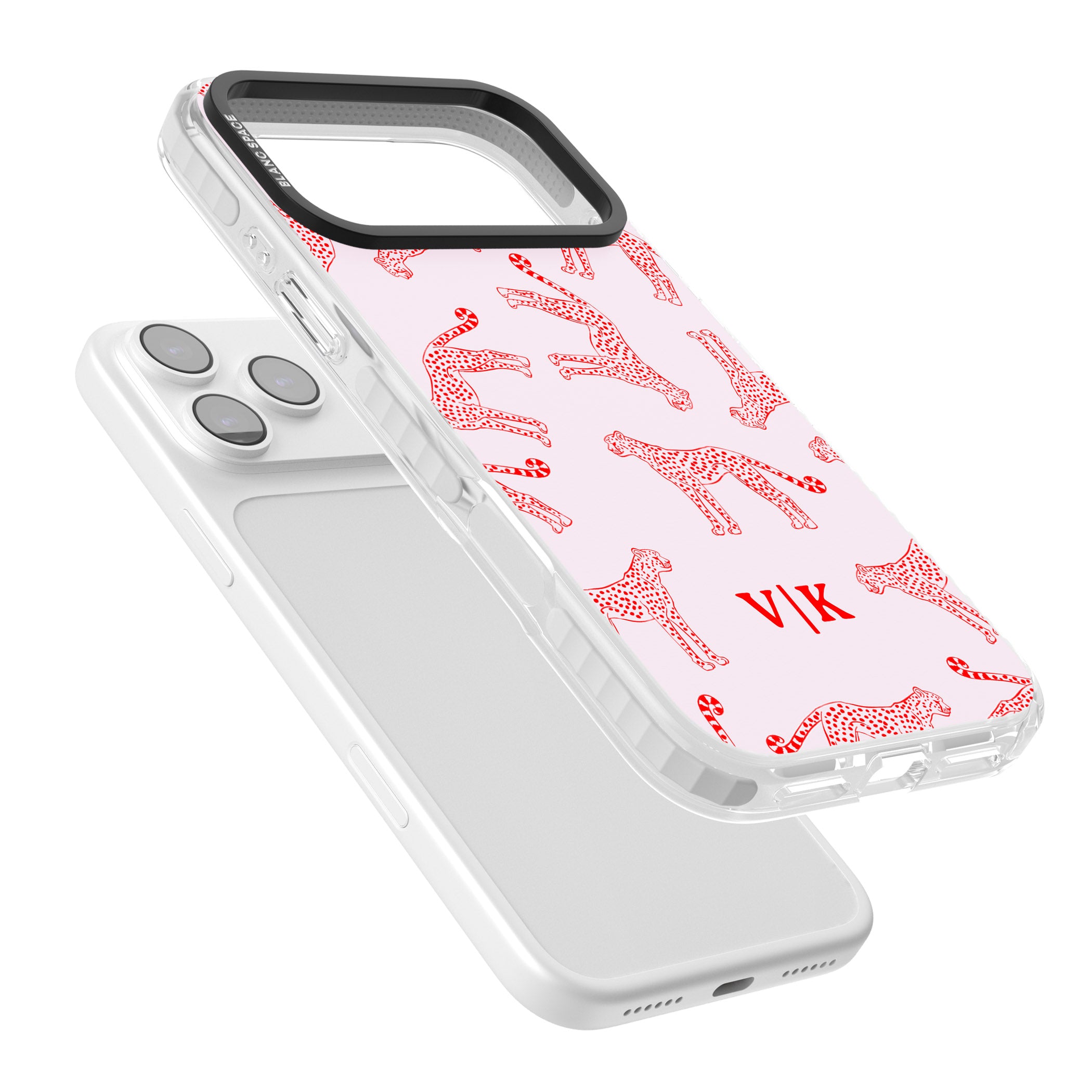 Personalised Red & Pink Cheetah iPhone 17 Pro Max Impact Clear Phone Case Colours