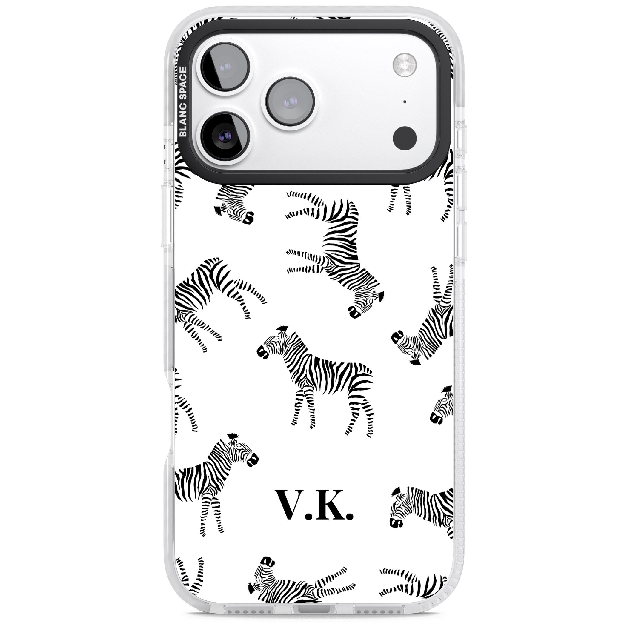 Personalised Zebra Pattern iPhone 17 Pro Max Impact Clear Phone Case