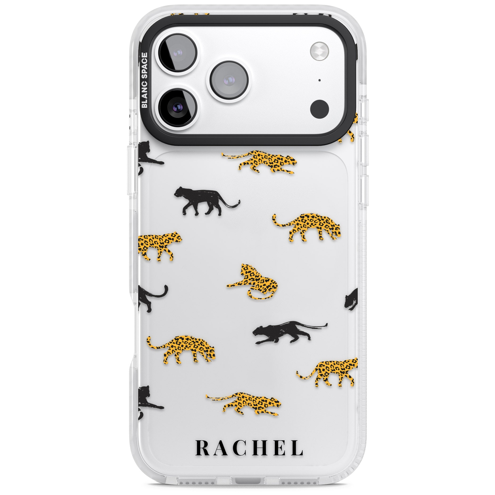 Personalised Jaguar Pattern iPhone 17 Pro Max Impact Clear Phone Case