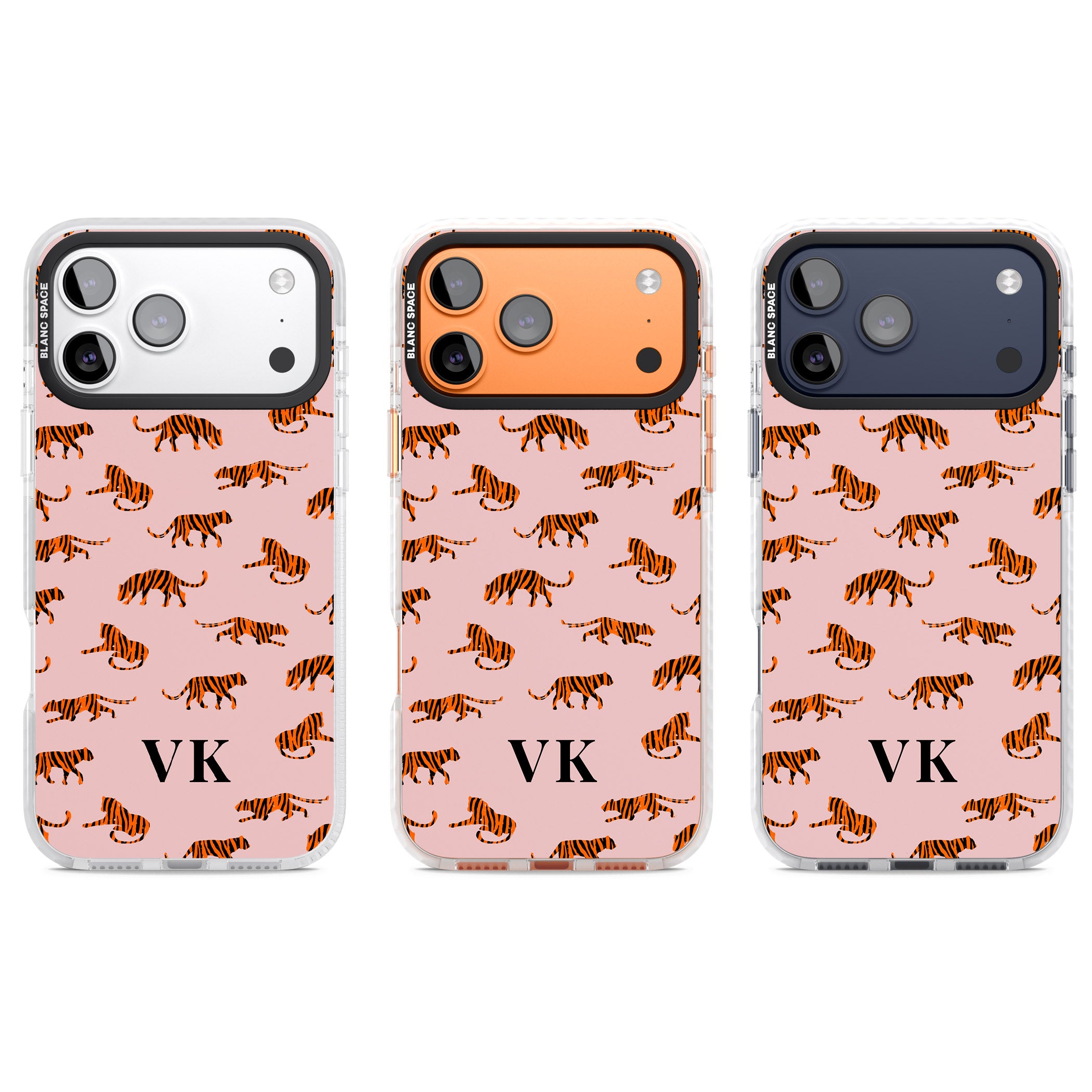 Personalised Pink Safari Tiger Pattern iPhone 17 Pro Impact Clear Phone Case APT Impact Protection