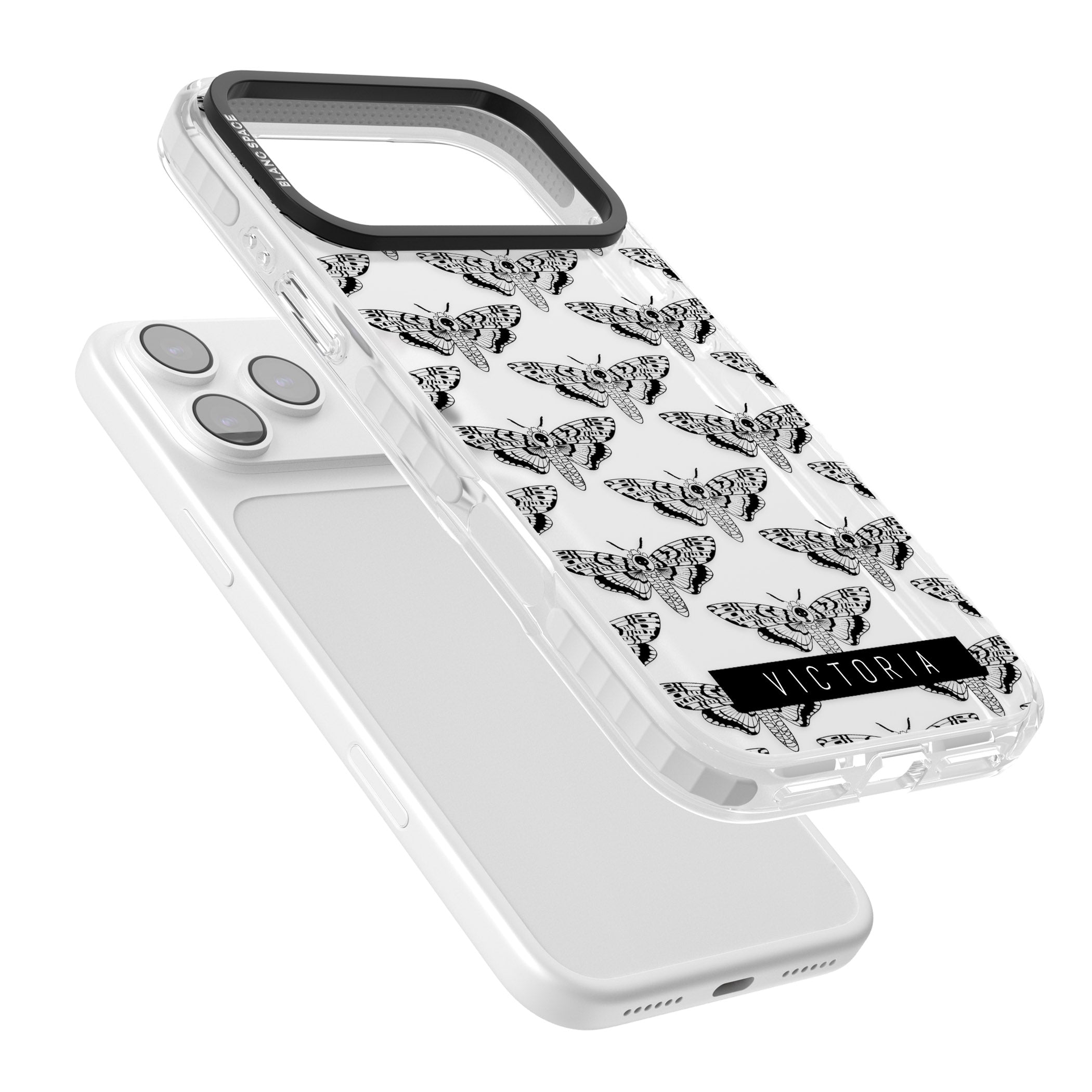Personalised Hawk Moth Pattern iPhone 17 Pro Max Impact Clear Phone Case Colours