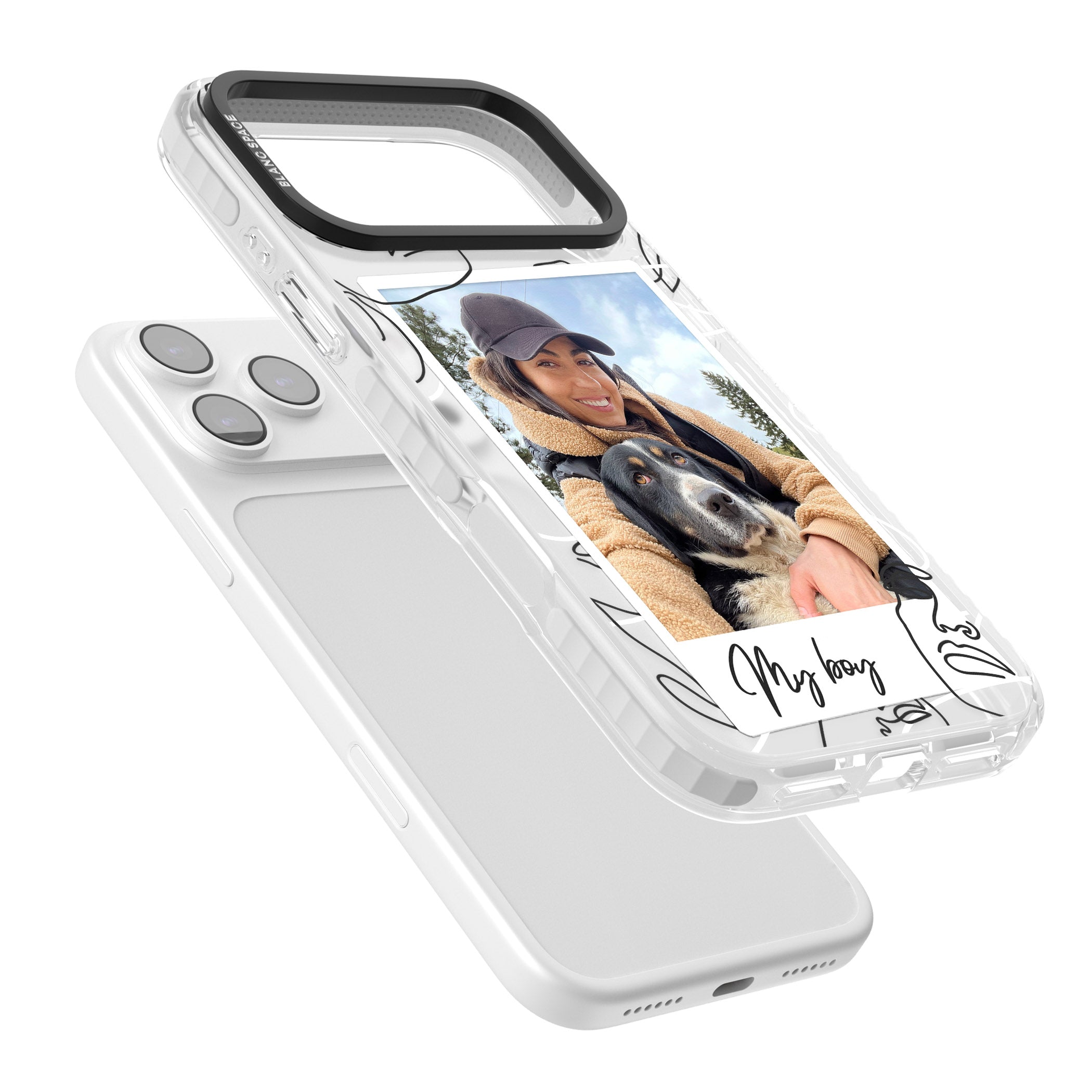 Personalised Abstract Faces Instant Photo iPhone 17 Pro Max Impact Clear Phone Case Colours