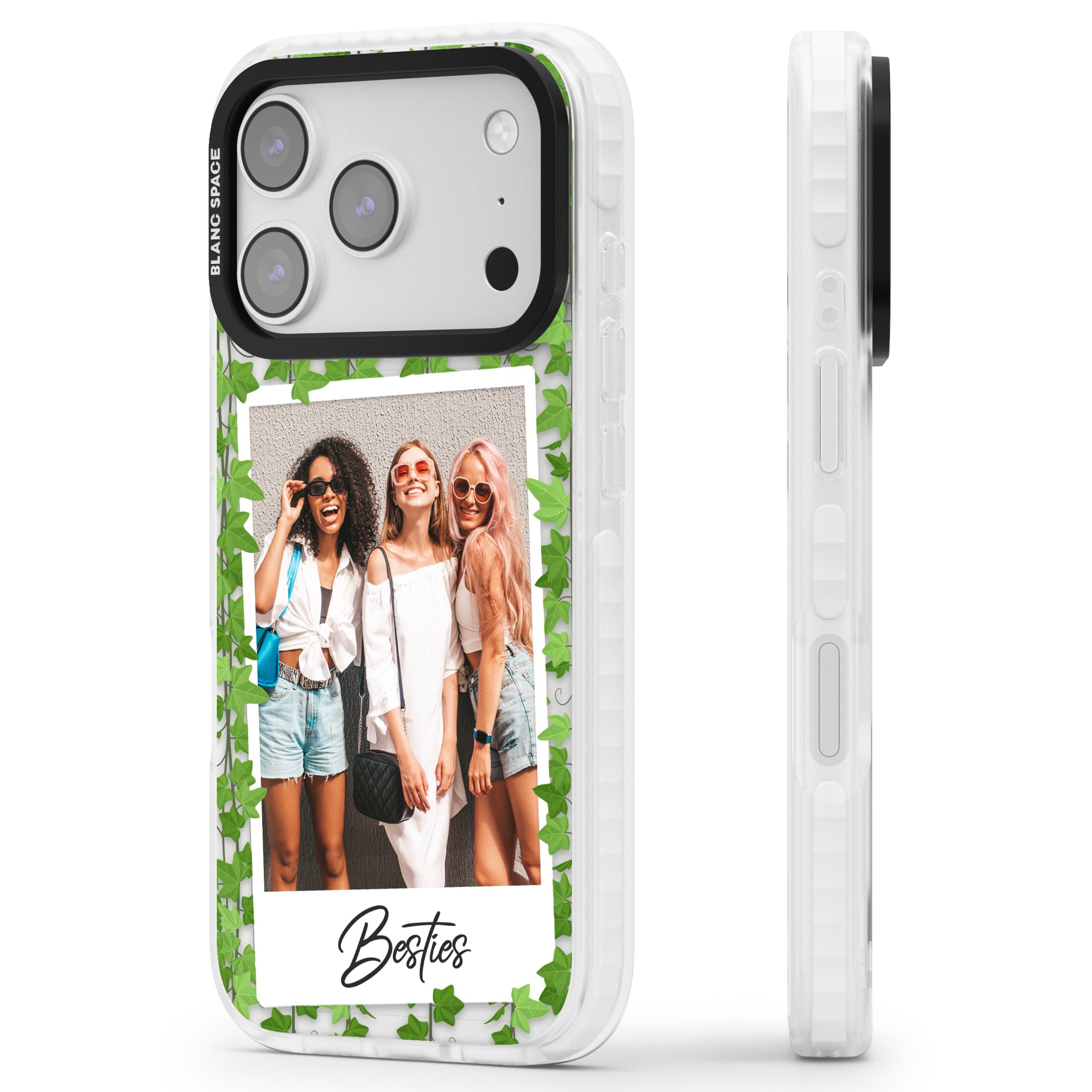 Personalised Ivy Vine Instant Photo iPhone 17 Pro Max Impact Clear Phone Case Side Profile