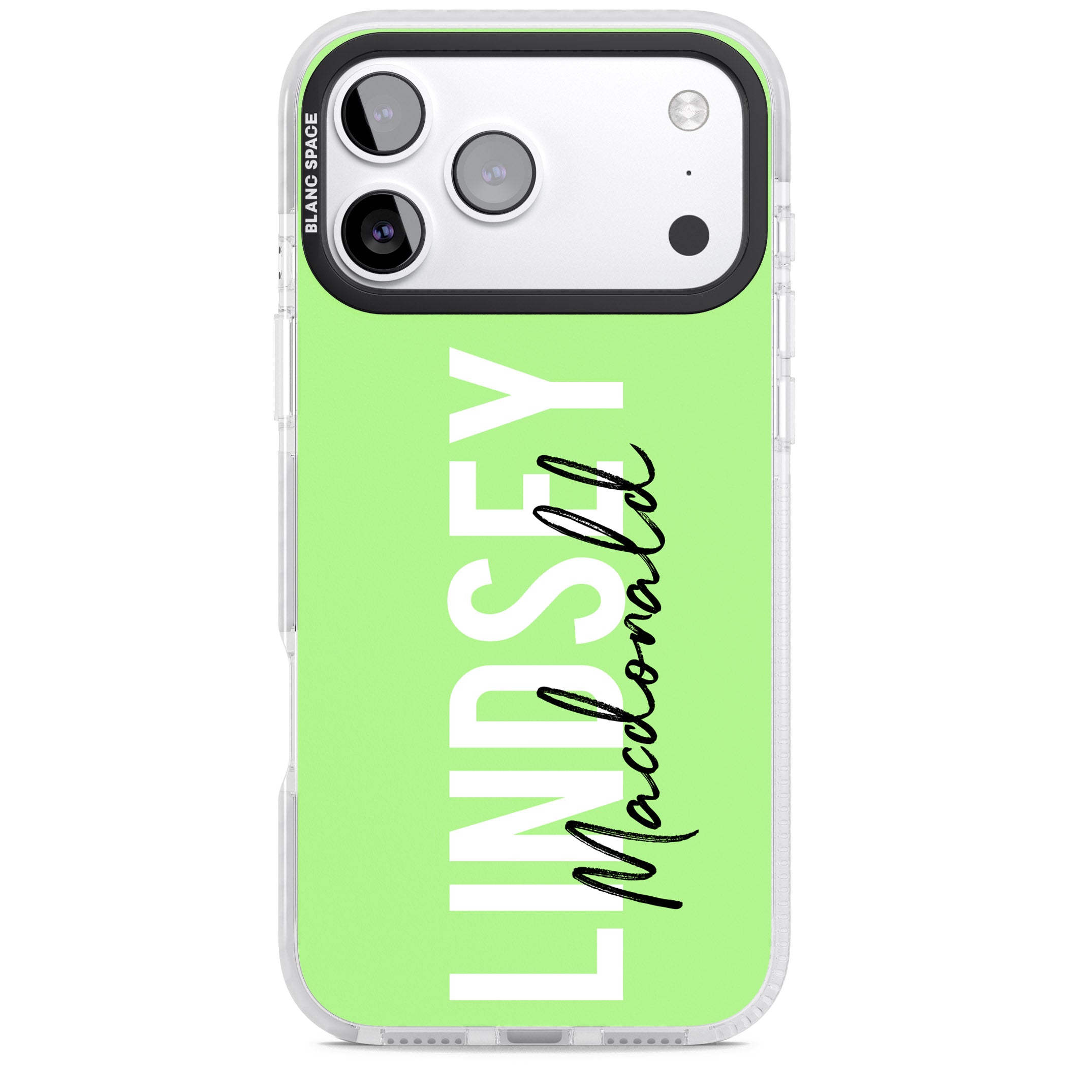 Personalised Bold Name: Lime iPhone 17 Pro Max Impact Clear Phone Case