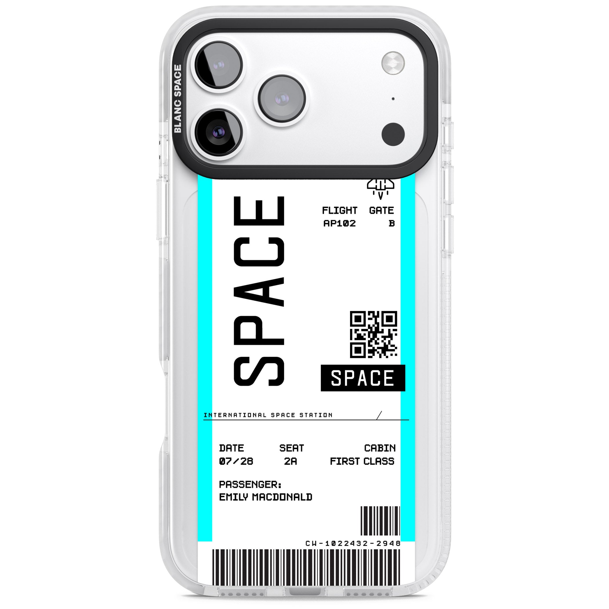 Personalised Space Travel Ticket iPhone 17 Pro Max Impact Clear Phone Case