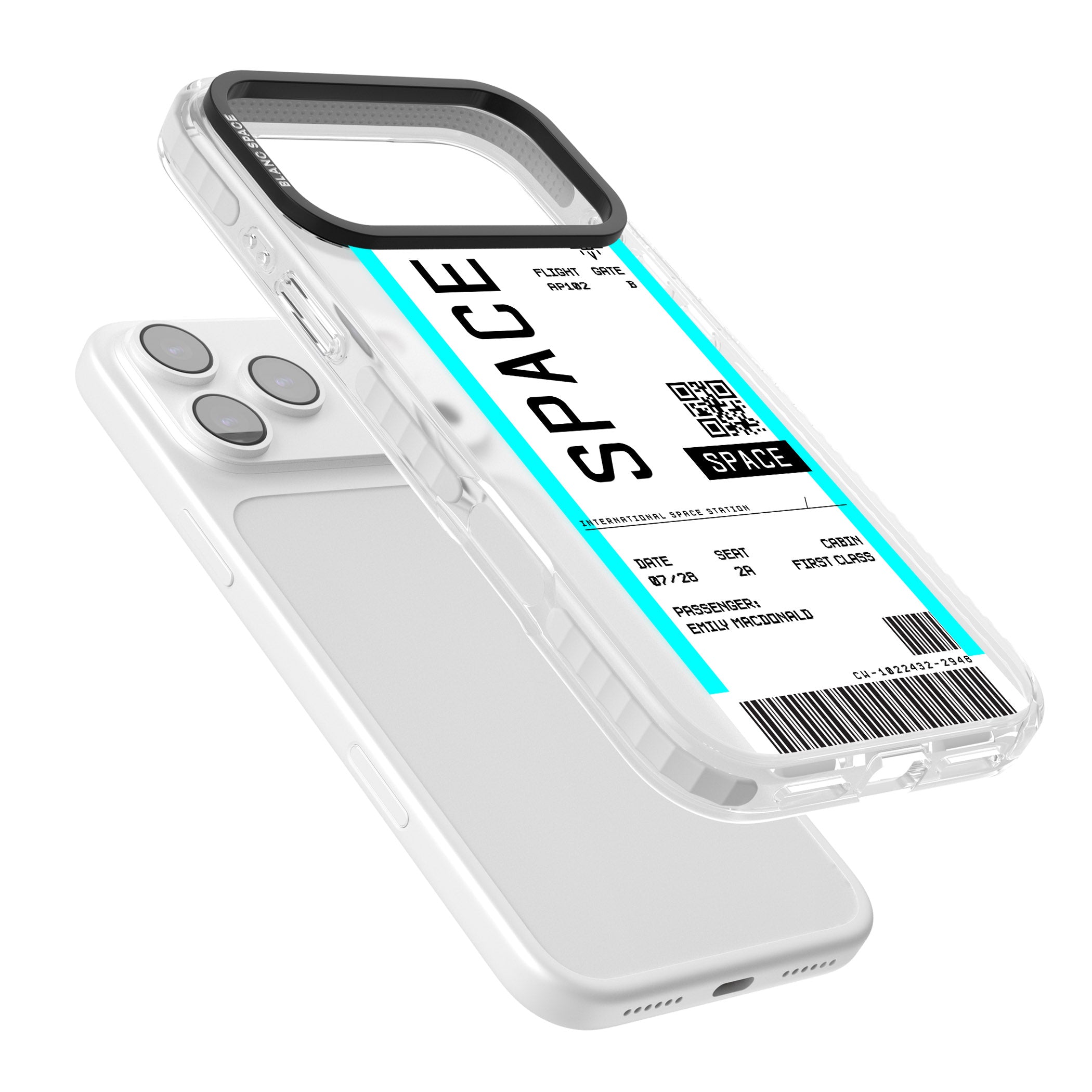 Personalised Space Travel Ticket iPhone 17 Pro Max Impact Clear Phone Case Colours