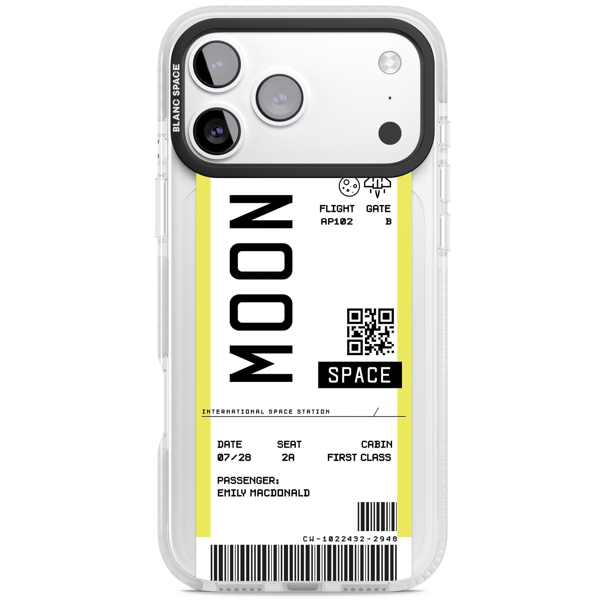 Personalised Moon Travel Ticket iPhone 17 Pro Max Impact Clear Phone Case