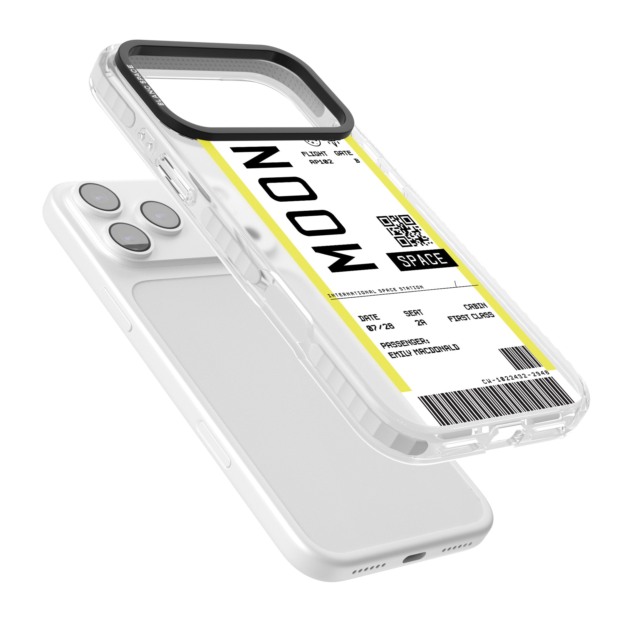Personalised Moon Travel Ticket iPhone 17 Pro Max Impact Clear Phone Case Colours