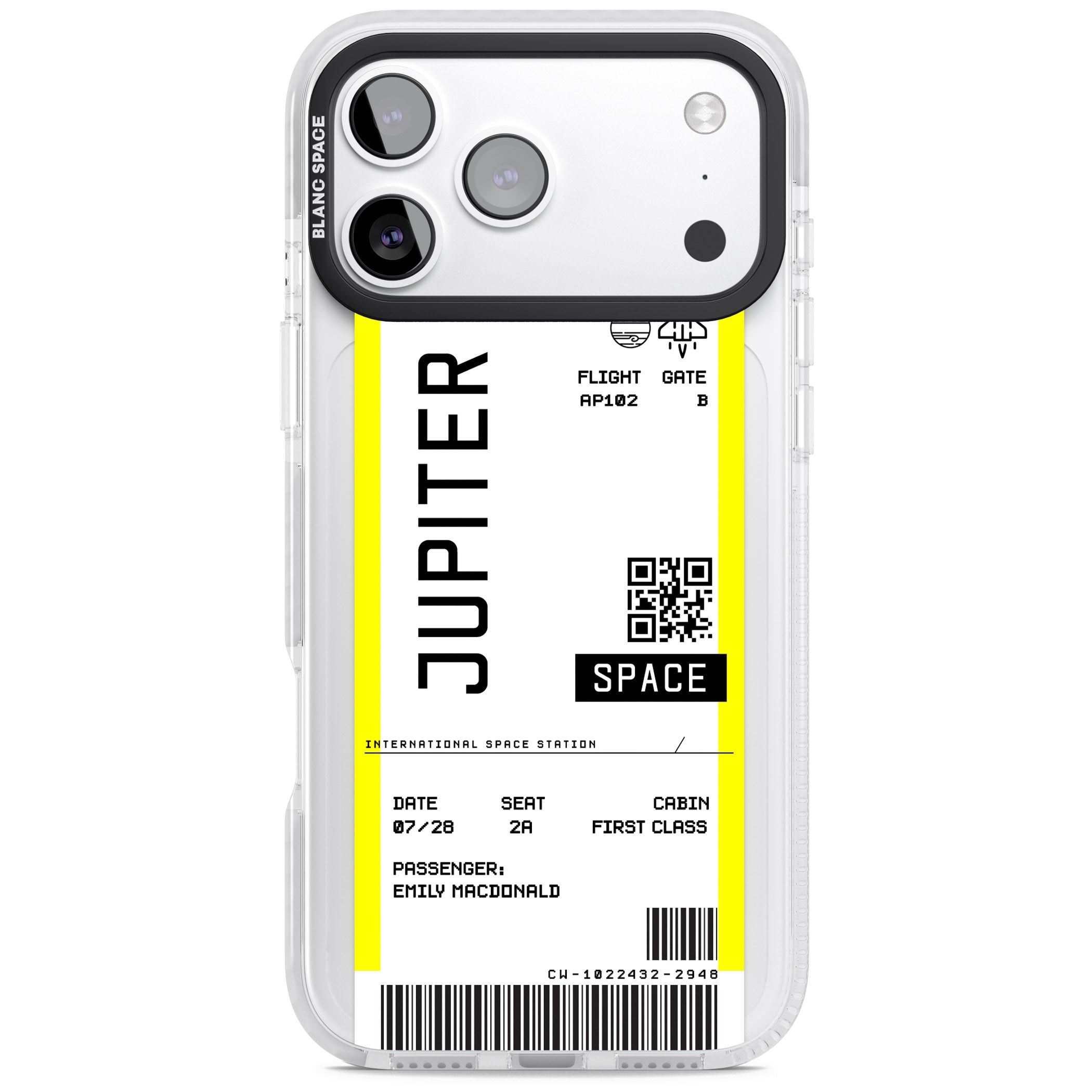 Personalised Jupiter Travel Ticket iPhone 17 Pro Max Impact Clear Phone Case