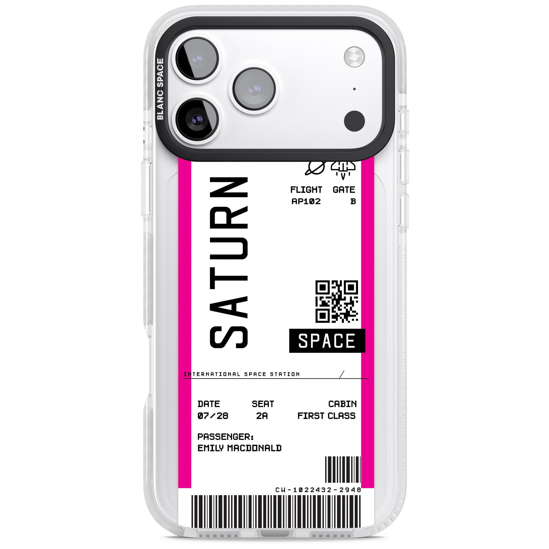 Personalised Saturn Travel Ticket iPhone 17 Pro Max Impact Clear Phone Case