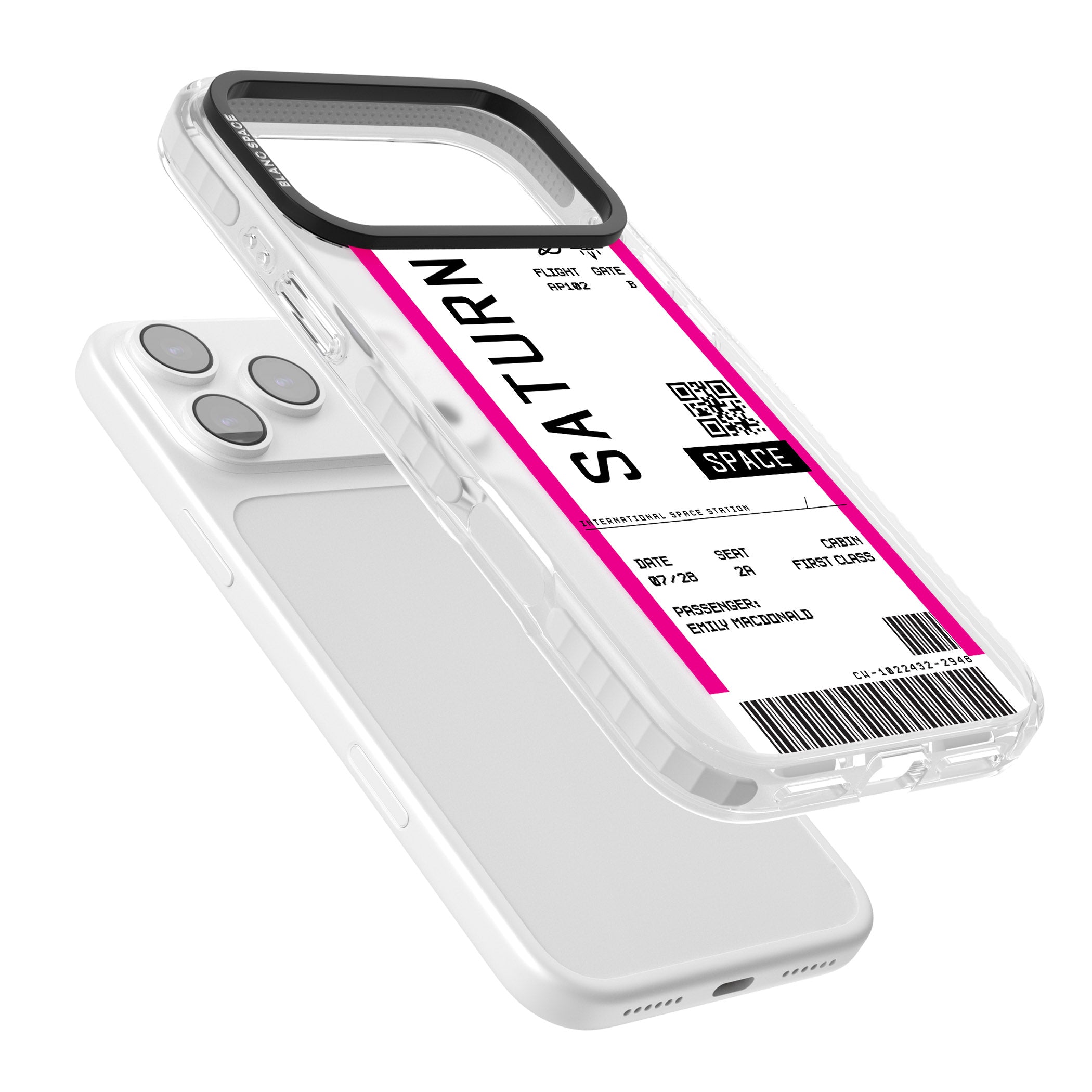 Personalised Saturn Travel Ticket iPhone 17 Pro Max Impact Clear Phone Case Colours