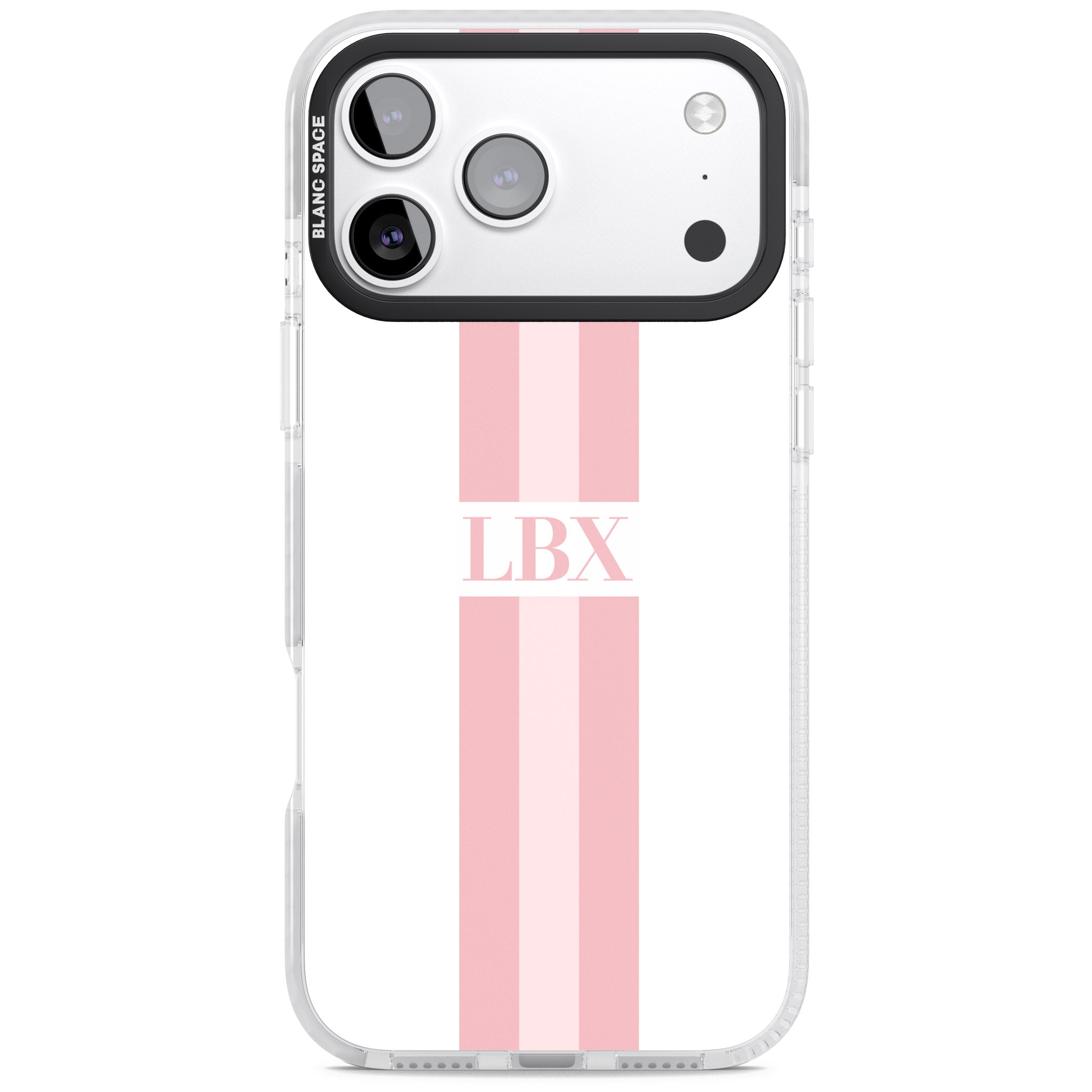 Personalised Minimal Pink Stripe iPhone 17 Pro Max Impact Clear Phone Case