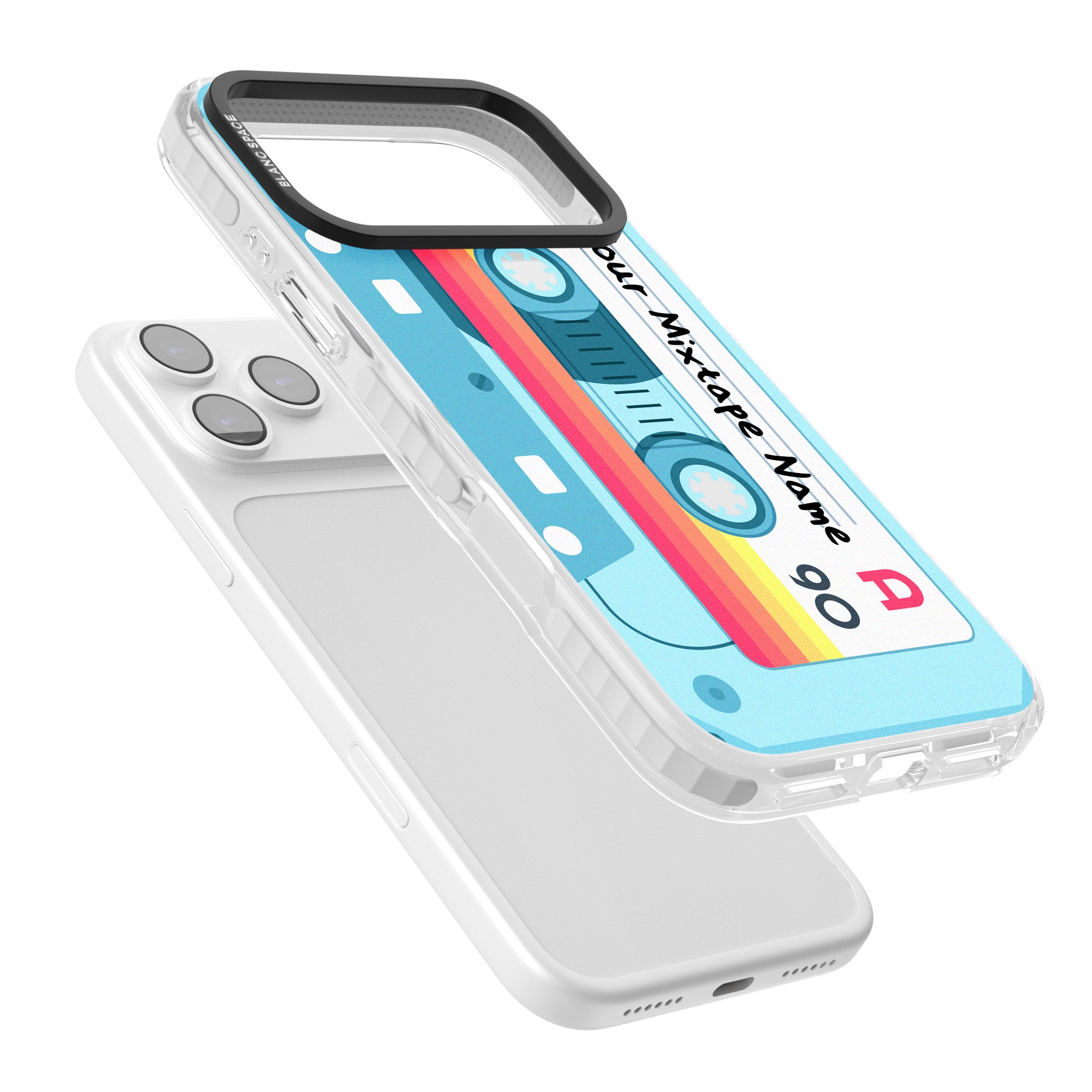 Personalised Retro Mixtape Sporty iPhone 17 Pro Max Impact Clear Phone Case Colours