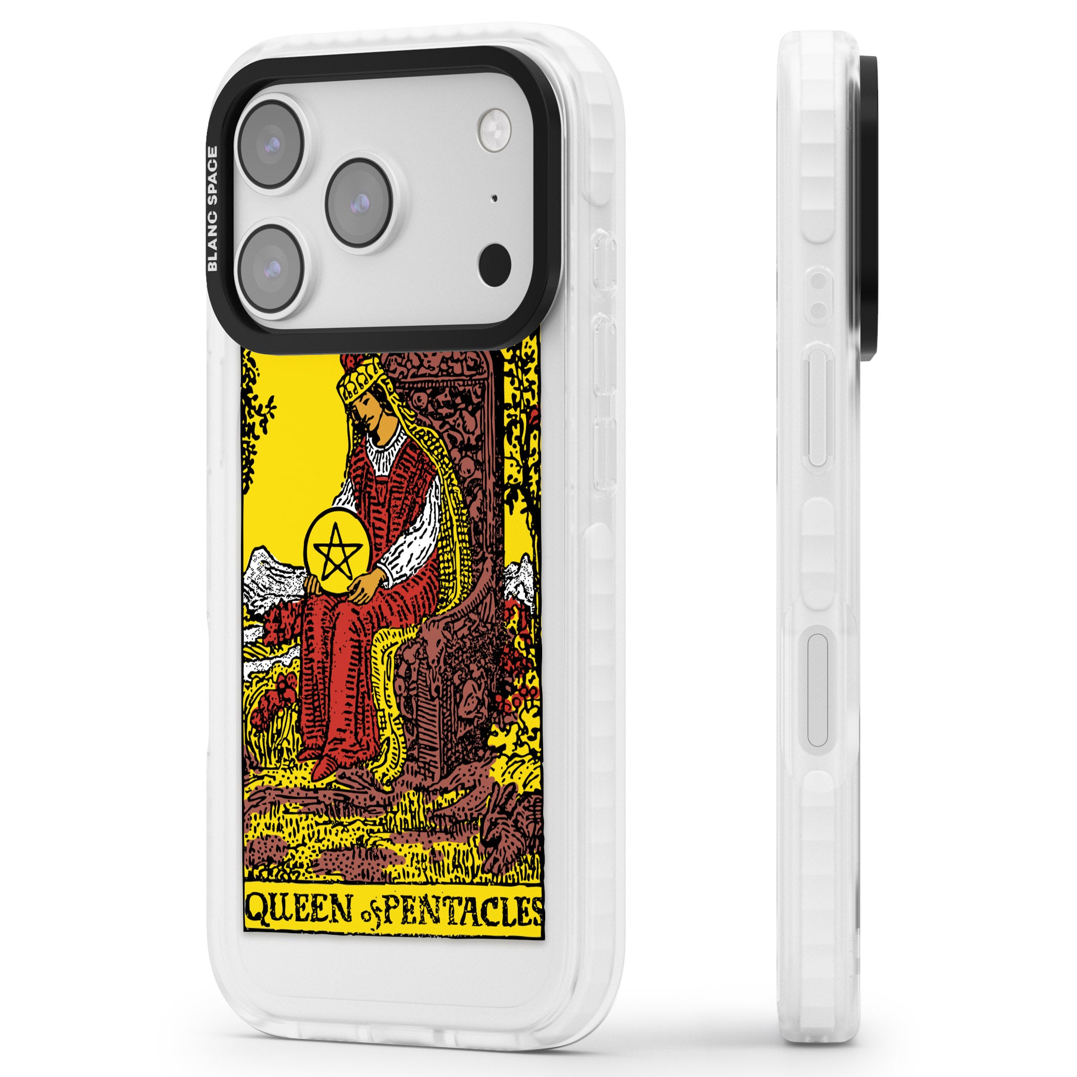 Personalised Queen Of Pentacles Tarot Card (Color) iPhone 17 Pro Max Impact Clear Phone Case Side Profile