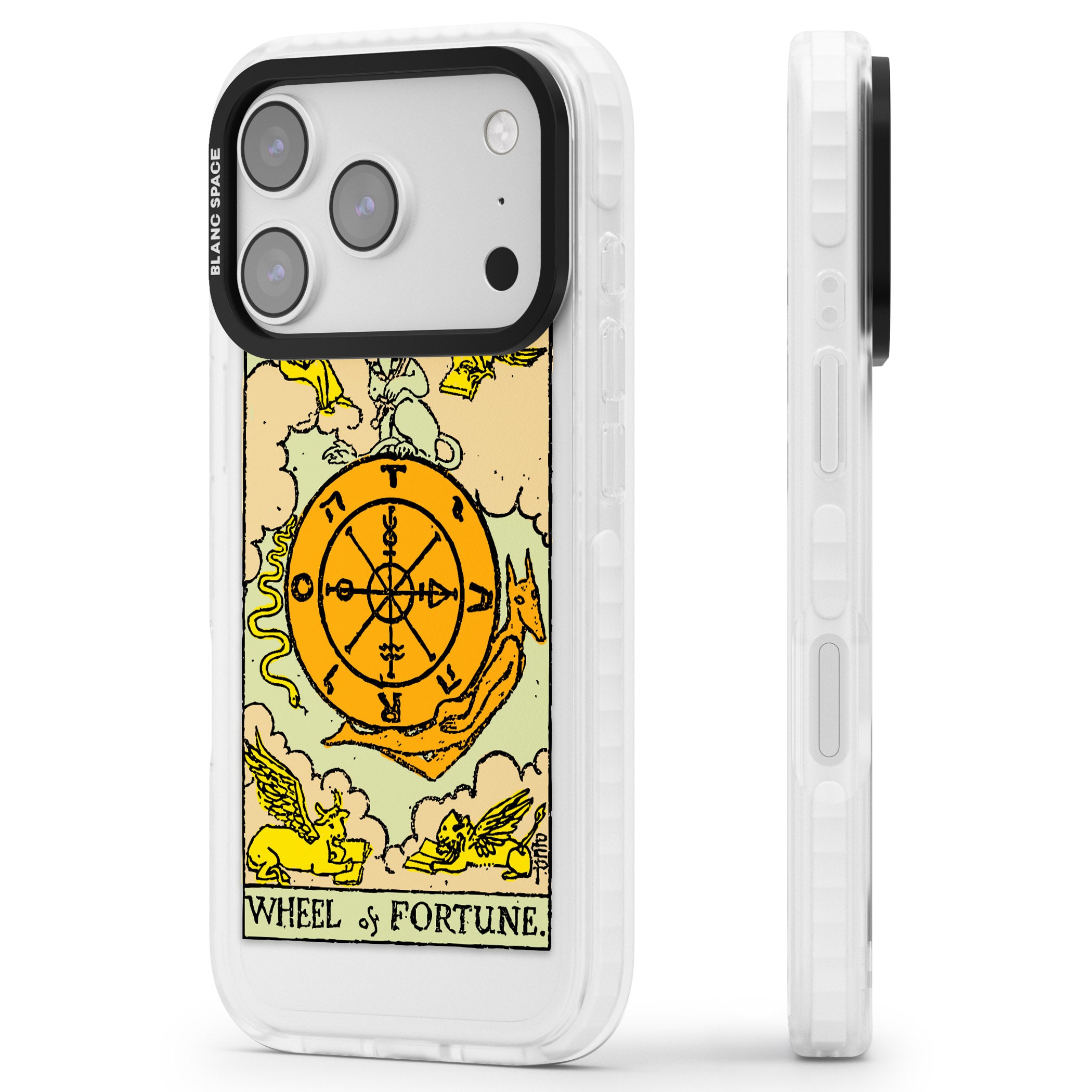 Personalised Wheel Of Fortune Tarot Card (Color) iPhone 17 Pro Max Impact Clear Phone Case Side Profile