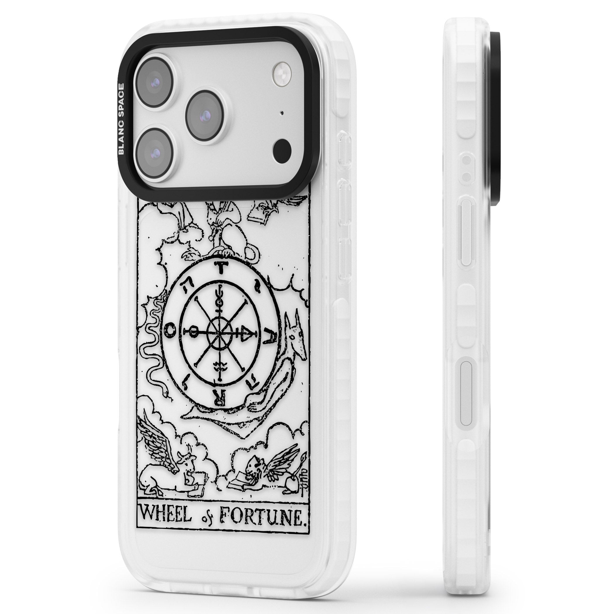 Personalised Wheel Of Fortune Tarot Transparent iPhone 17 Pro Max Impact Clear Phone Case Side Profile